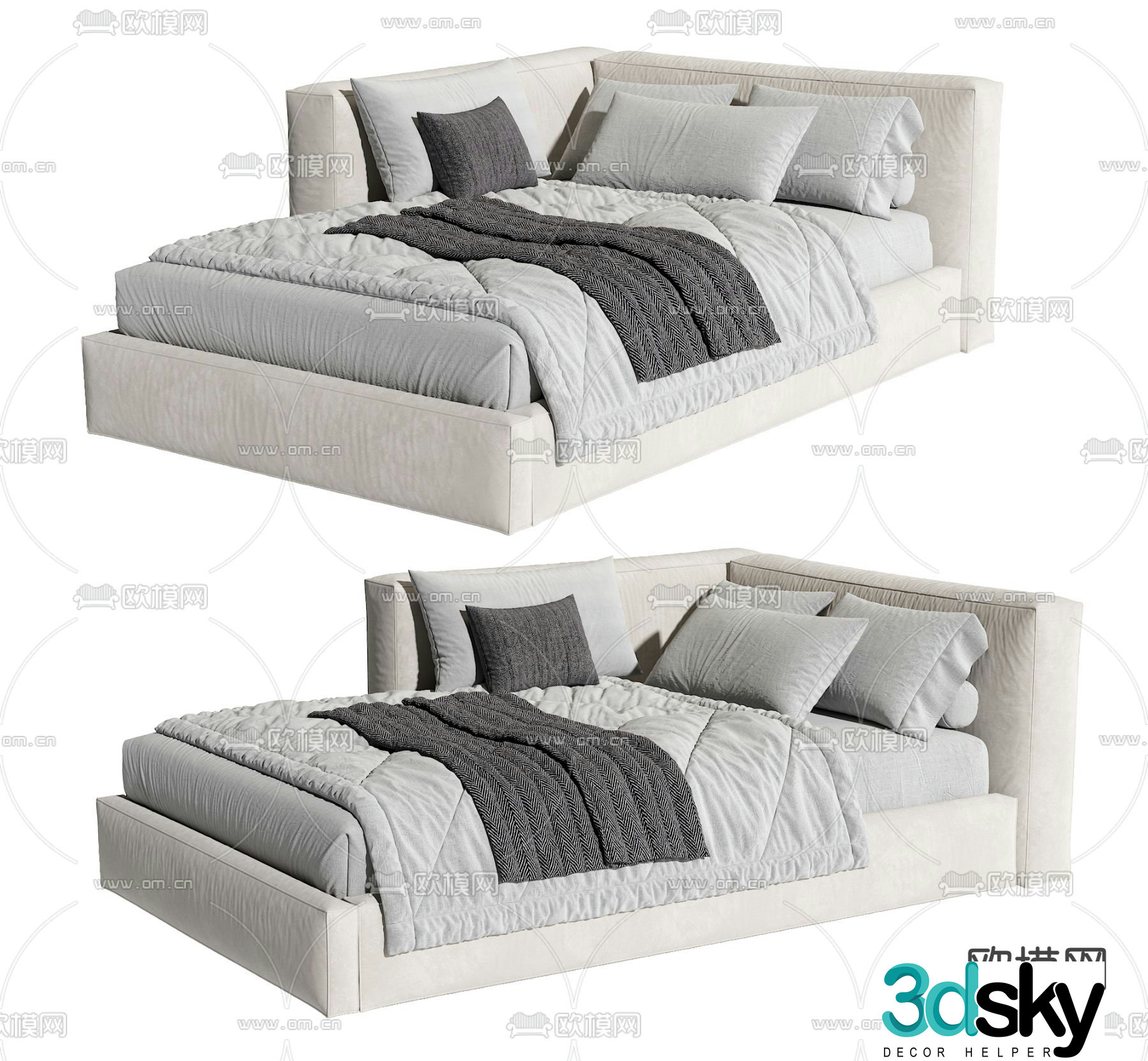 Modern single bed 3d model