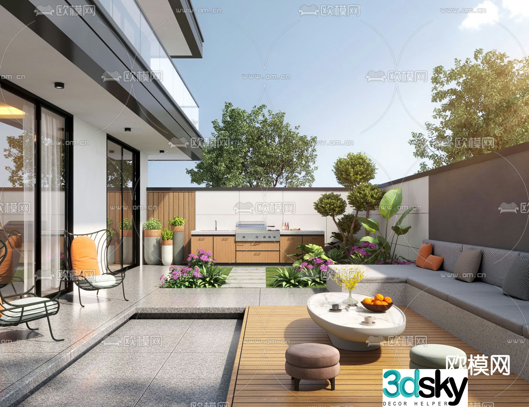 Villa courtyard garden 3d model