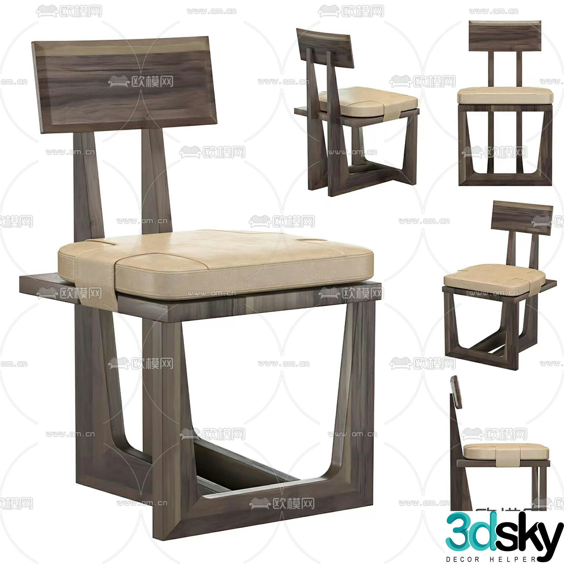 Wabi-sabi chair dining chair 3d model