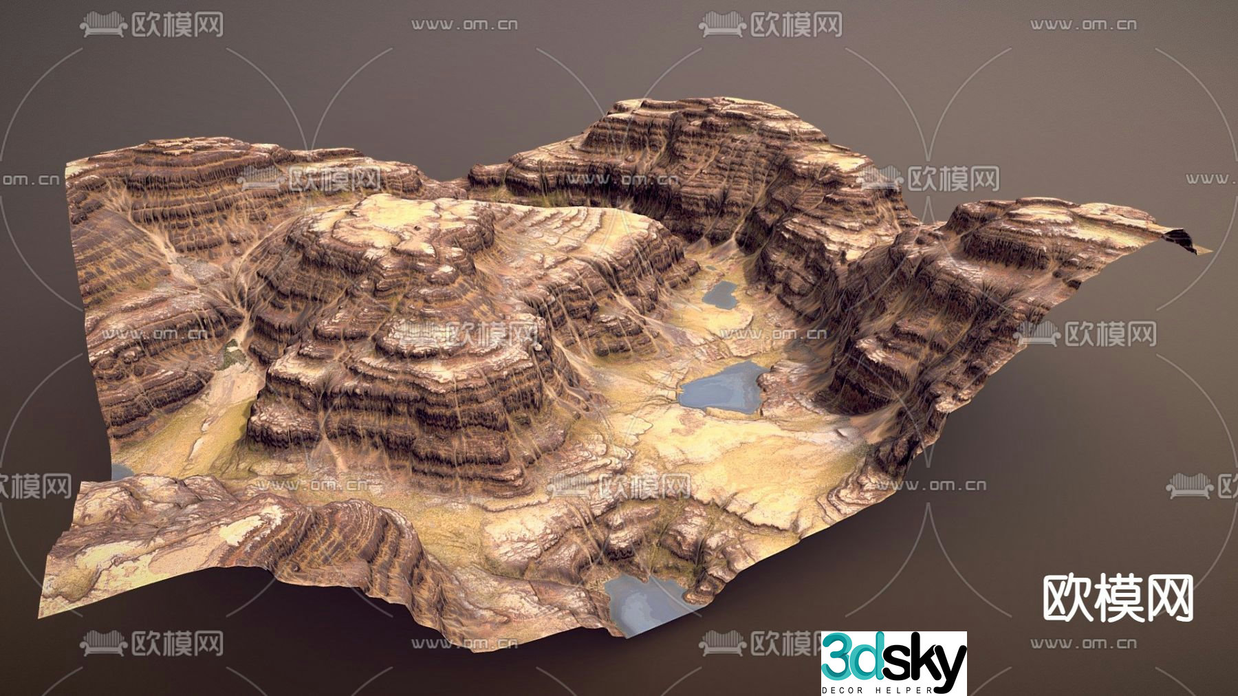 Mountain terrain peaks canyon 3d model