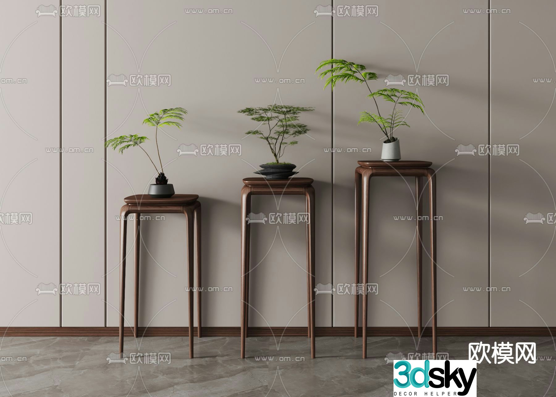 New Chinese style flower stand flower table side table 3D model