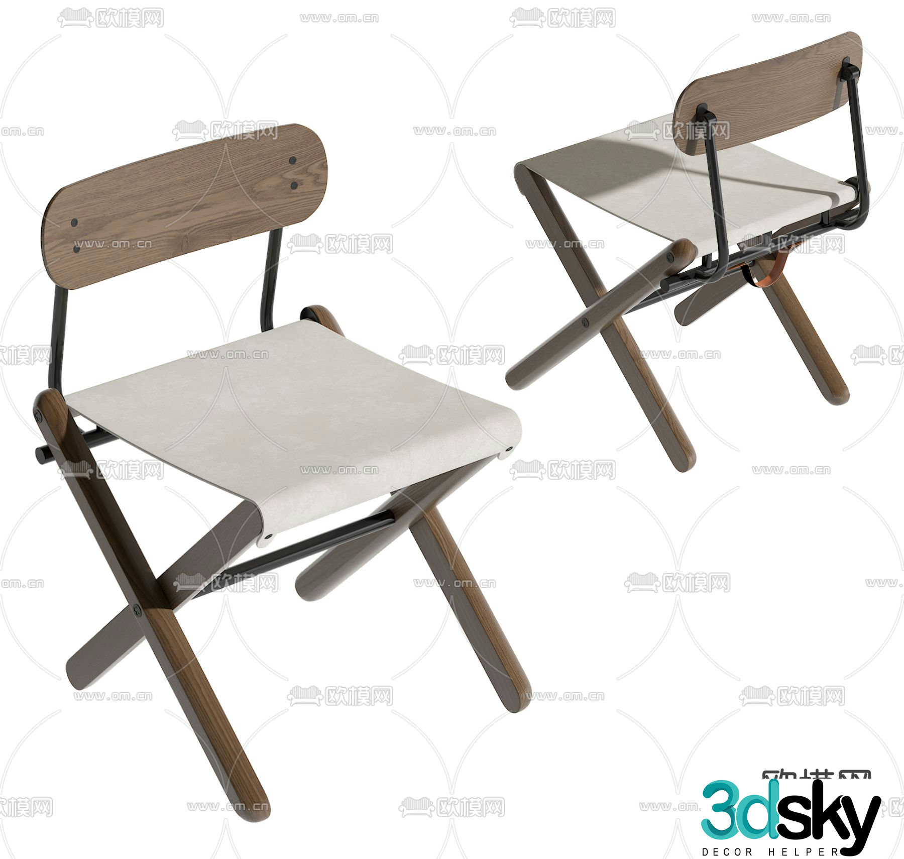 Wabi-sabi folding chair outdoor chair 3d model