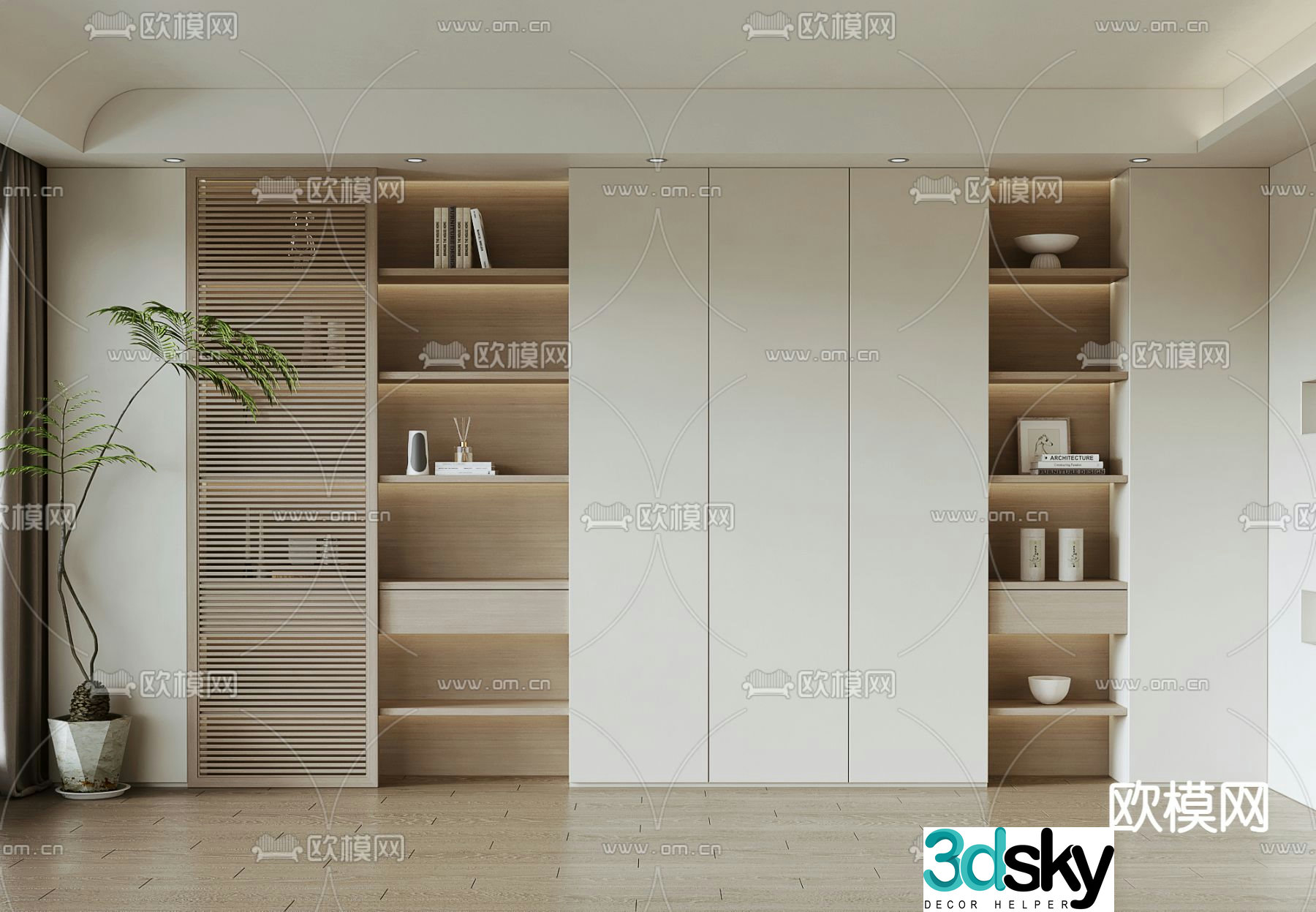 Modern bookcase display cabinet 3d model