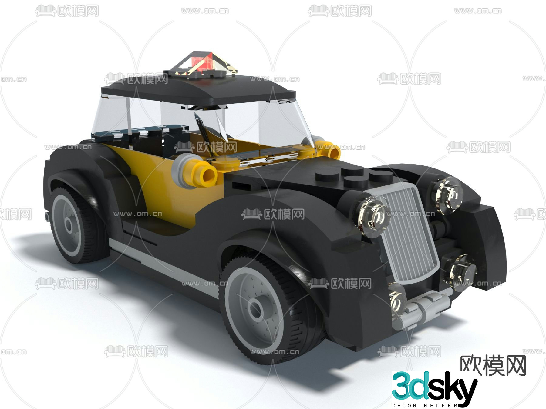 Toy car building block classic car 3d model