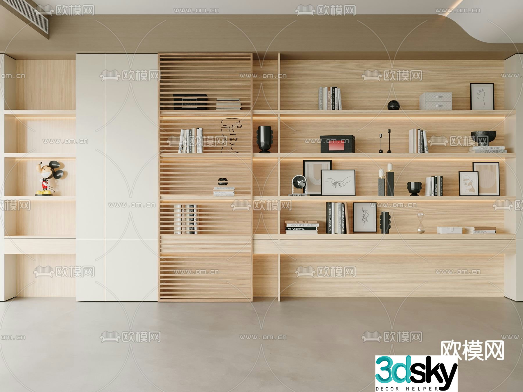 Wasabi Wind Bookcase Showcase 3D Model