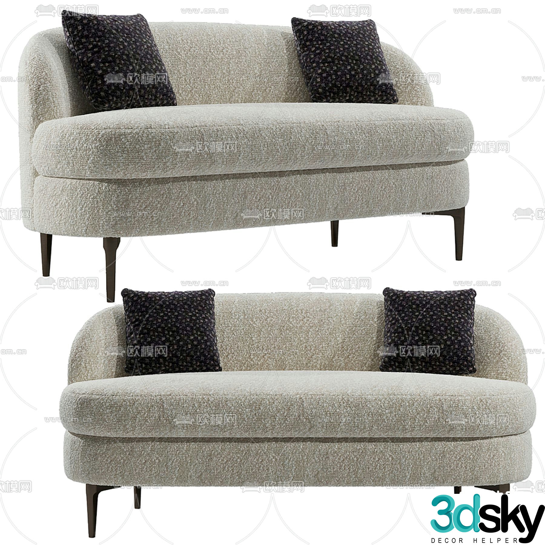 DeMuro Das love seat upholstered sofa 3d model