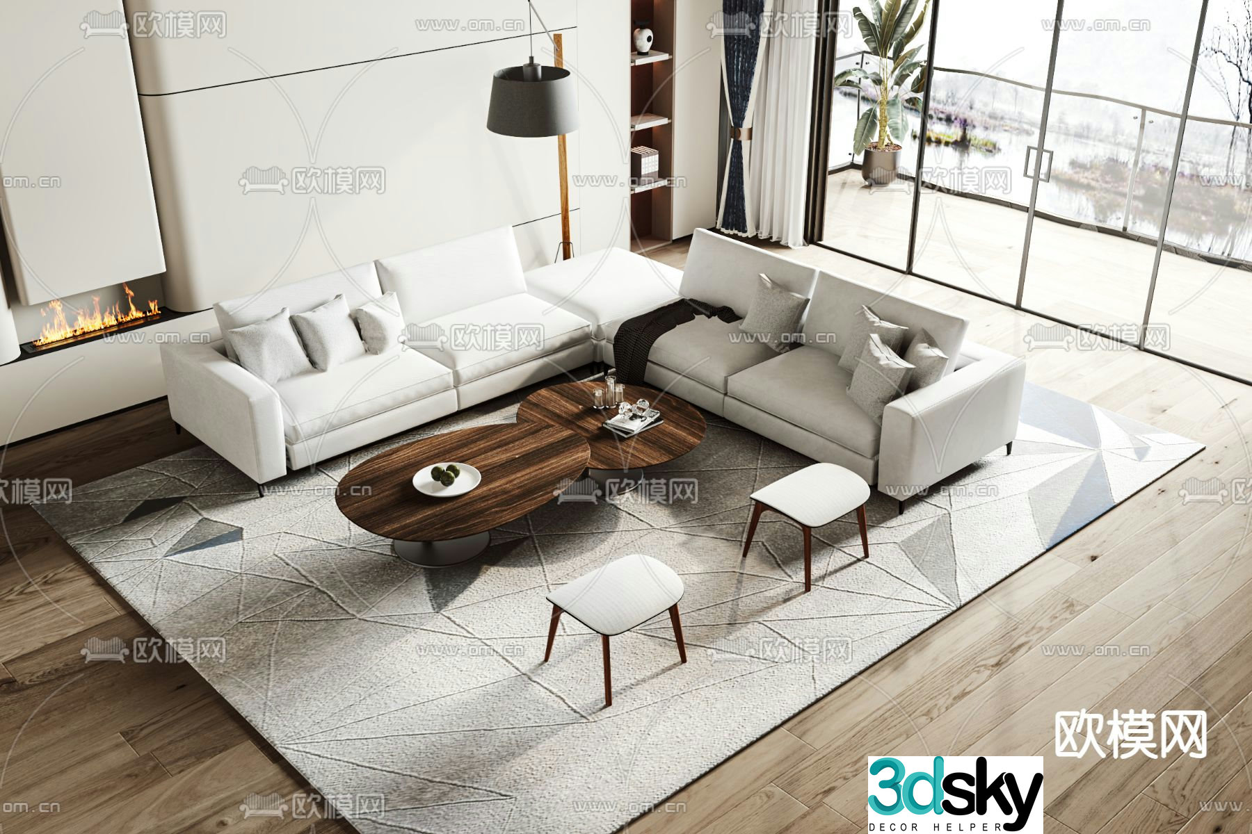 Modern sectional sofa 3d model