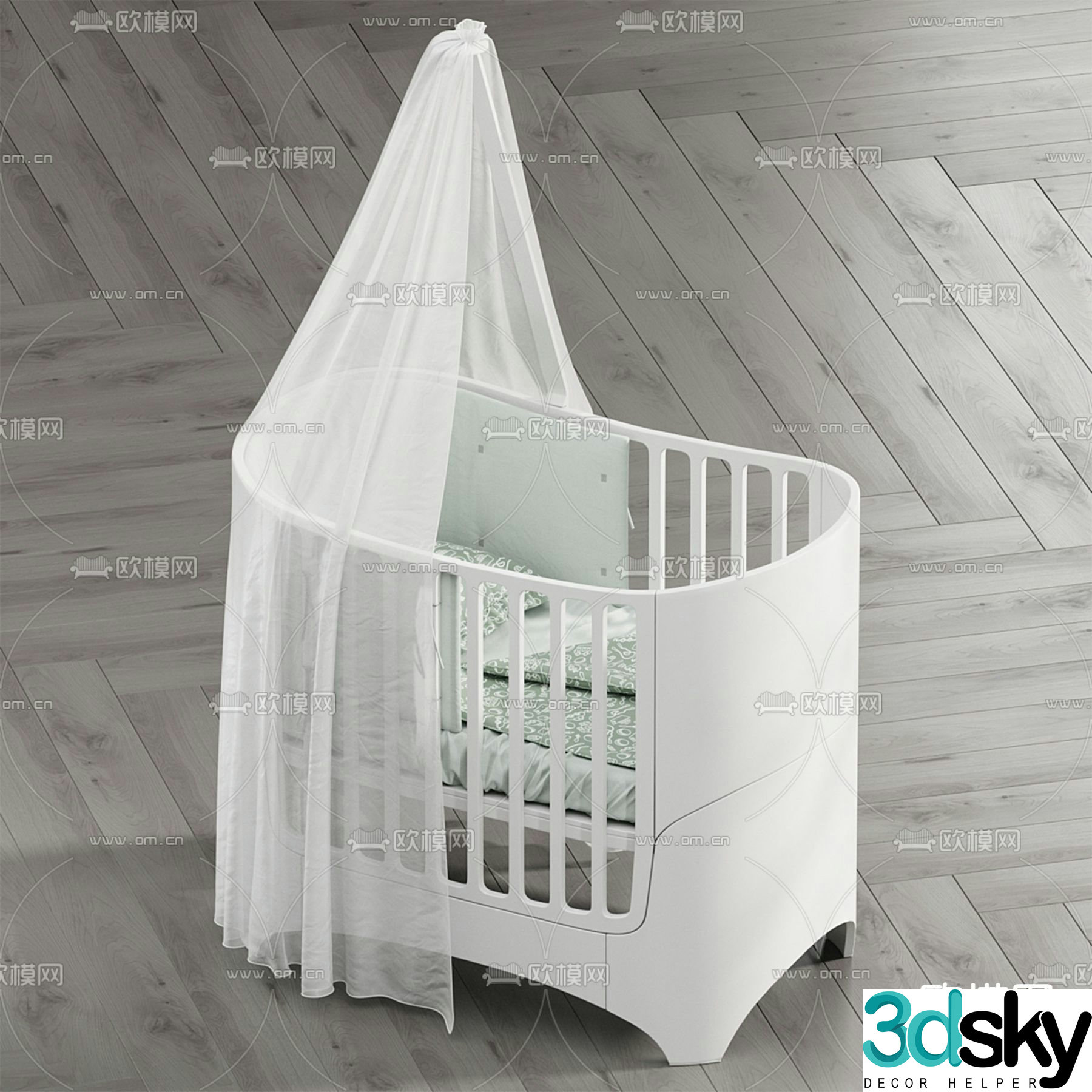 Leander classic crib 3d model