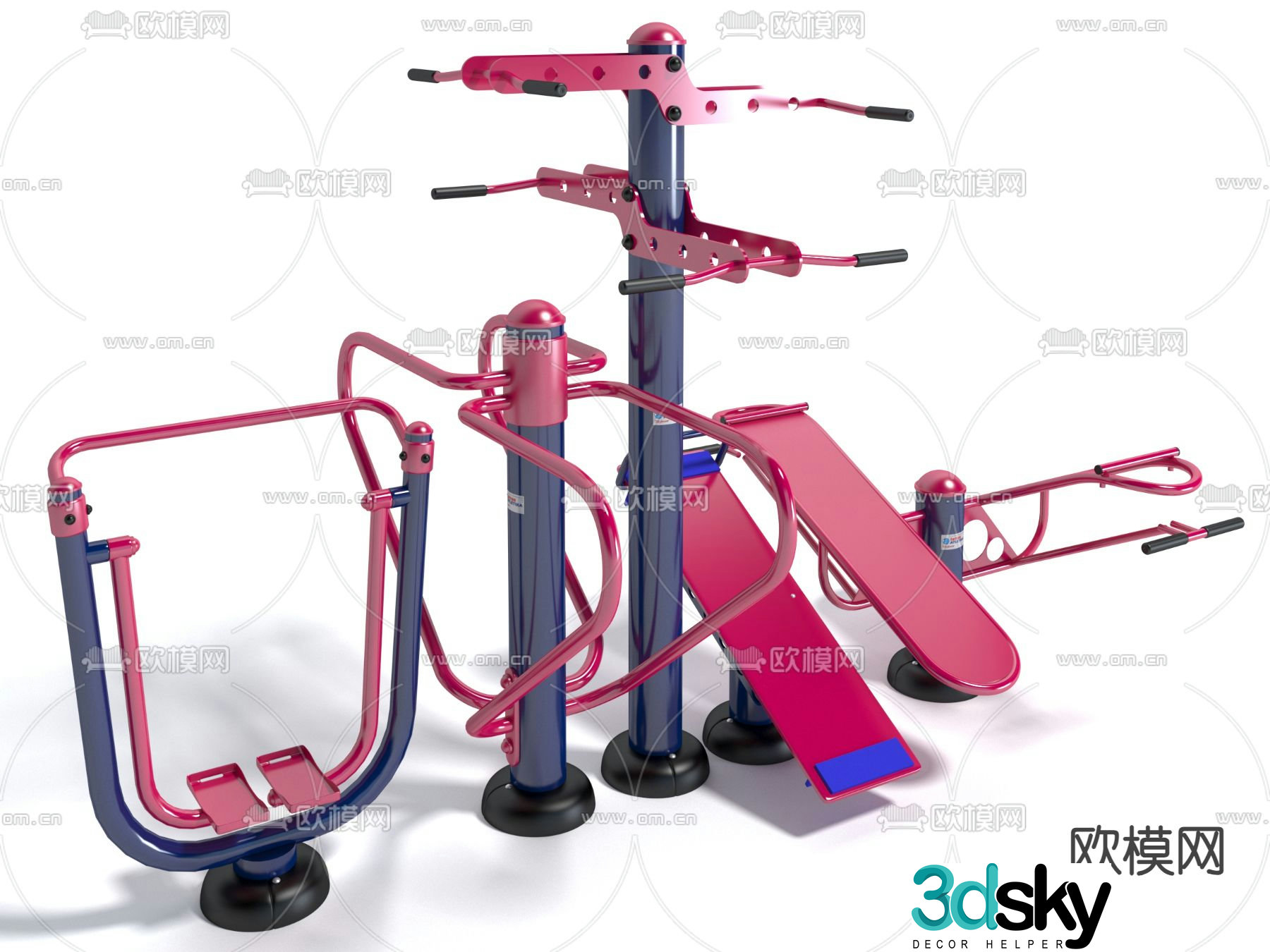 Outdoor fitness exercise equipment 3d model