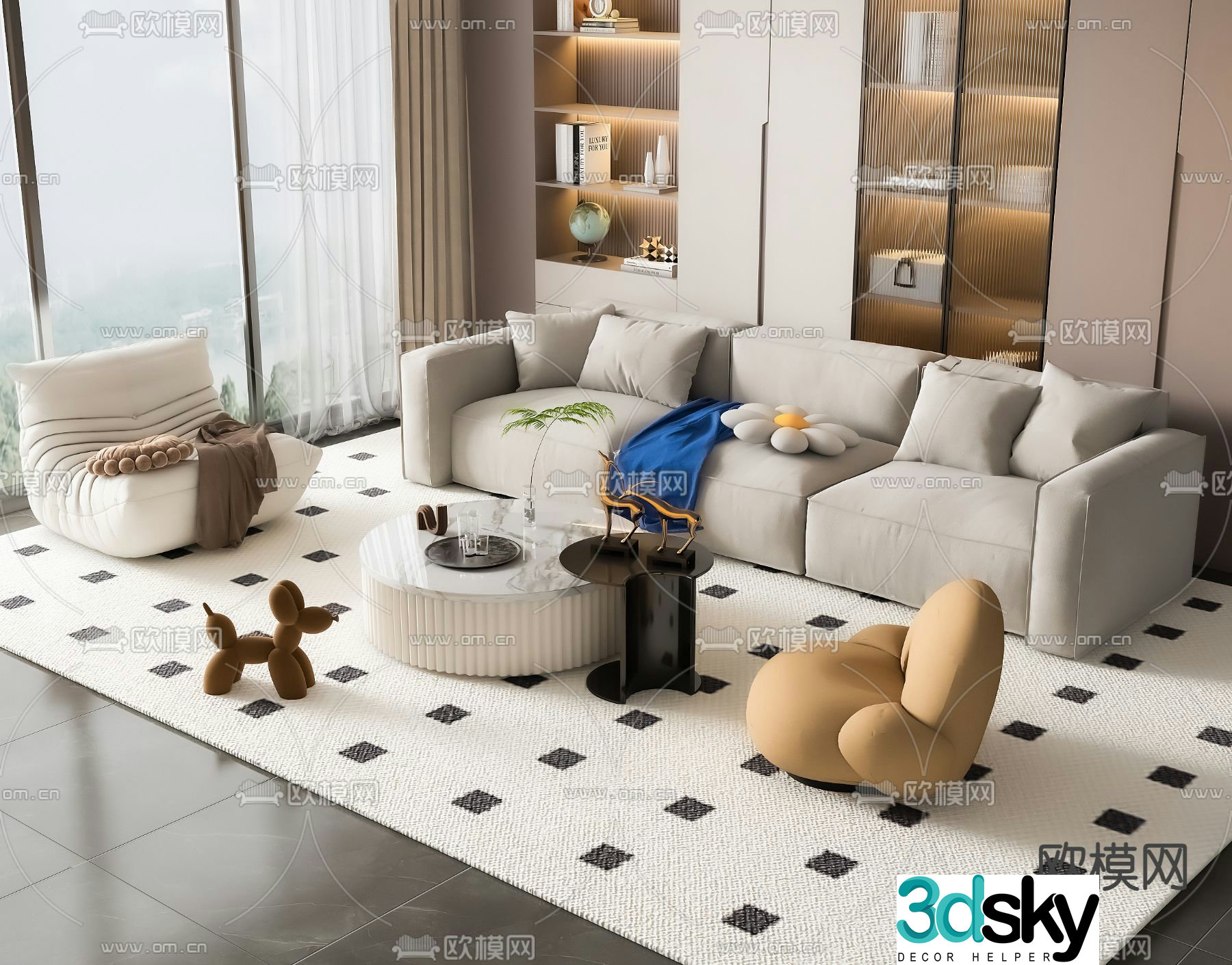 Modern sofa set 3d model