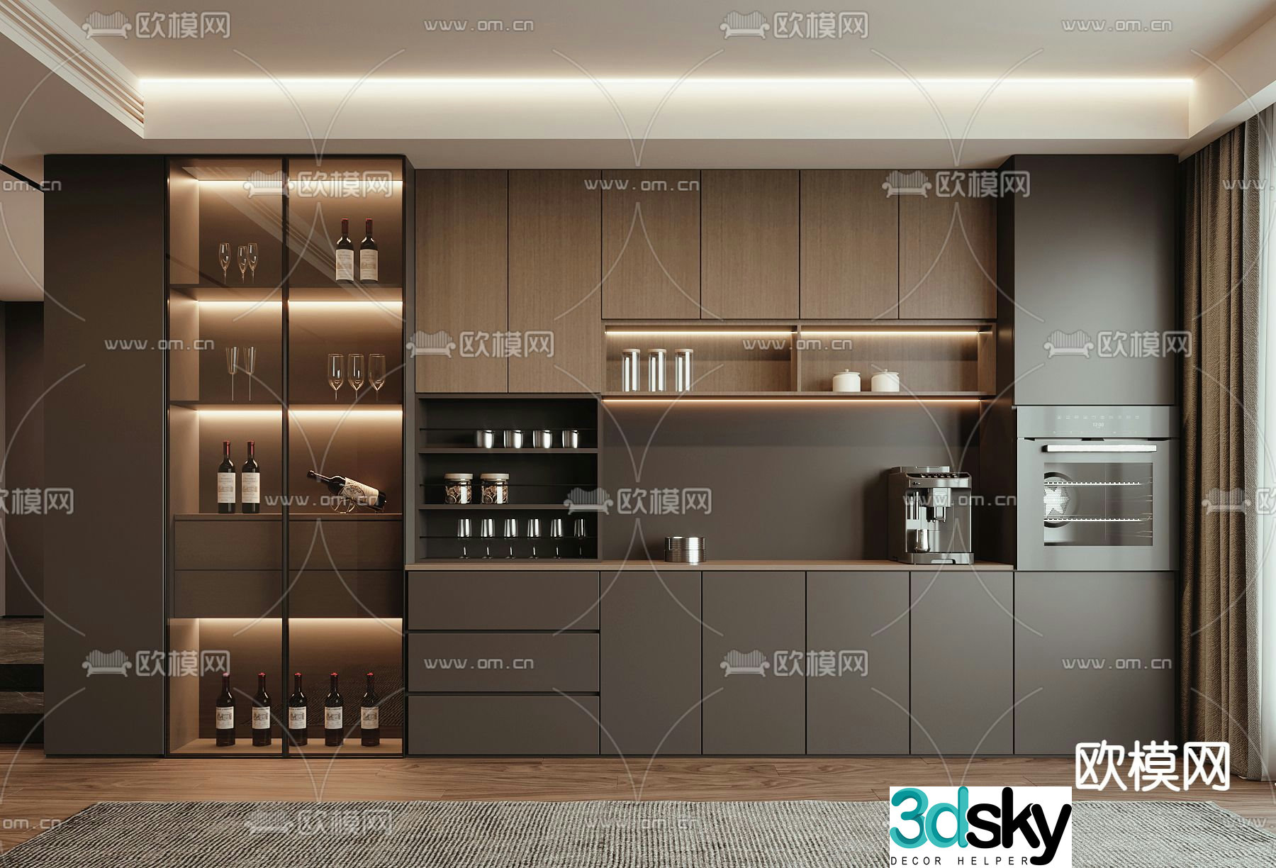 Modern wine cabinet sideboard 3d model