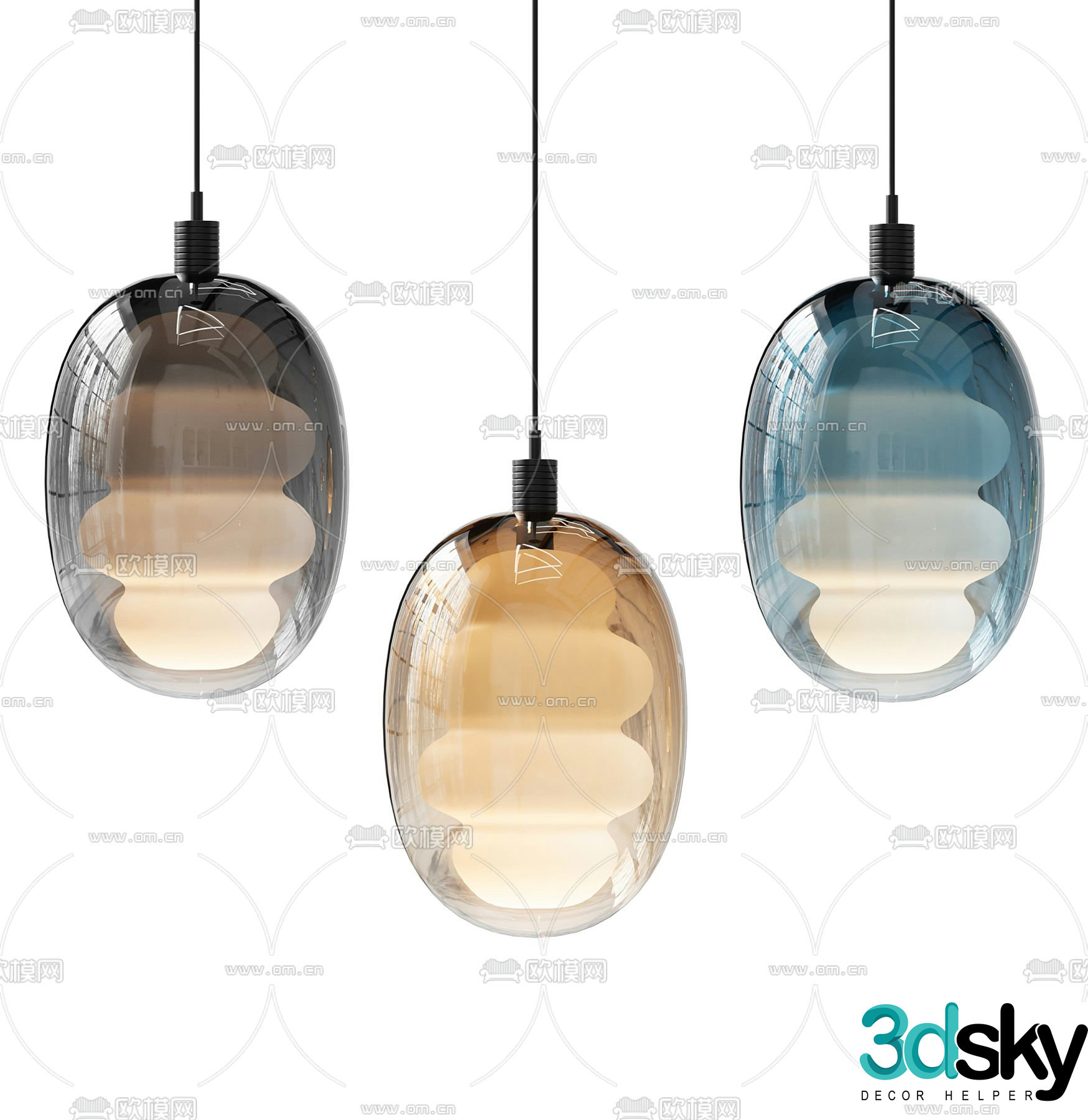 Italy Poliform glass chandelier 3d model