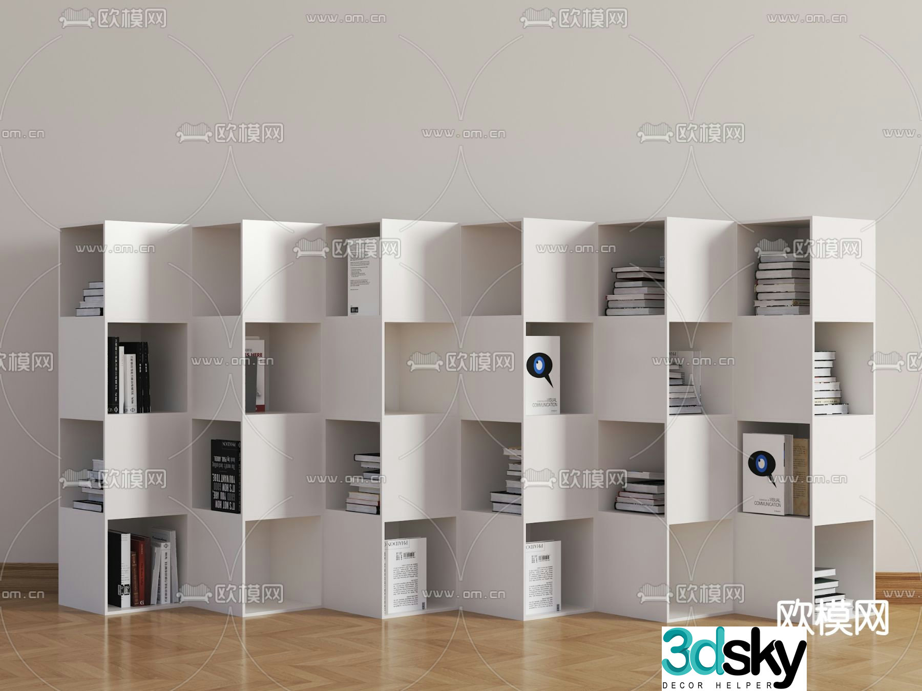 Modern checkered bookshelf 3d model