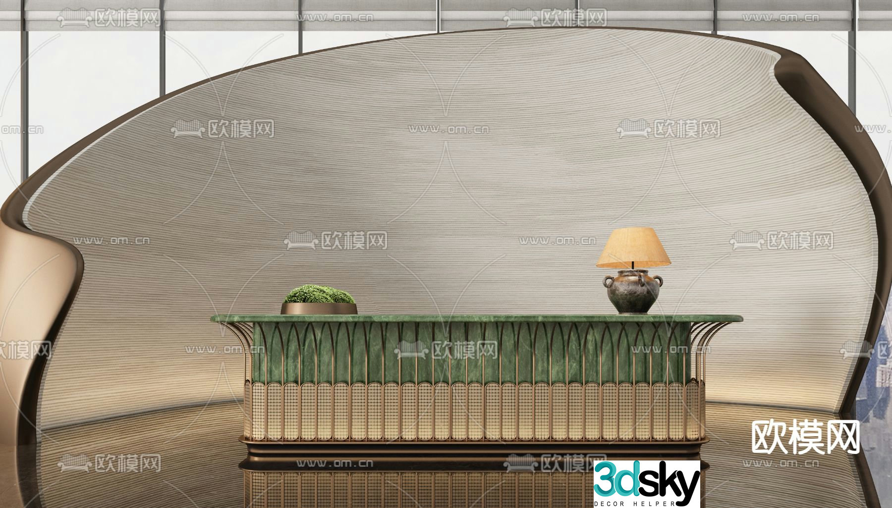 CCD light luxury front desk reception desk service desk 3D model
