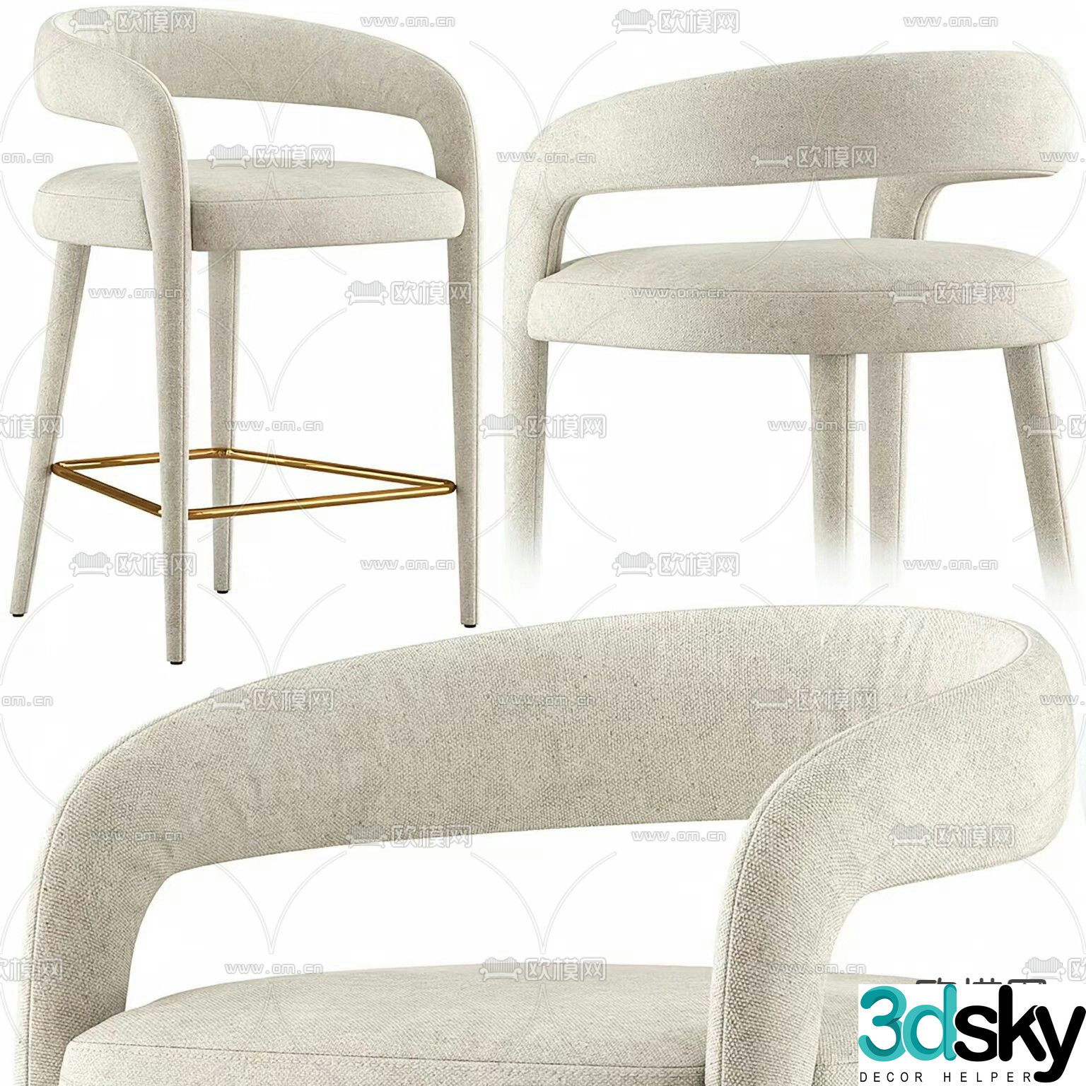 Lisette Bar Chair Bar Stool Bar Stool 3D Model