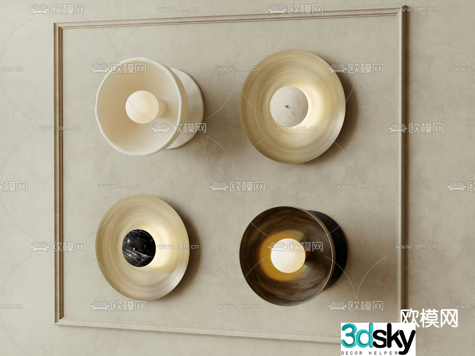 Wabi-sabi style wall lamp 3d model