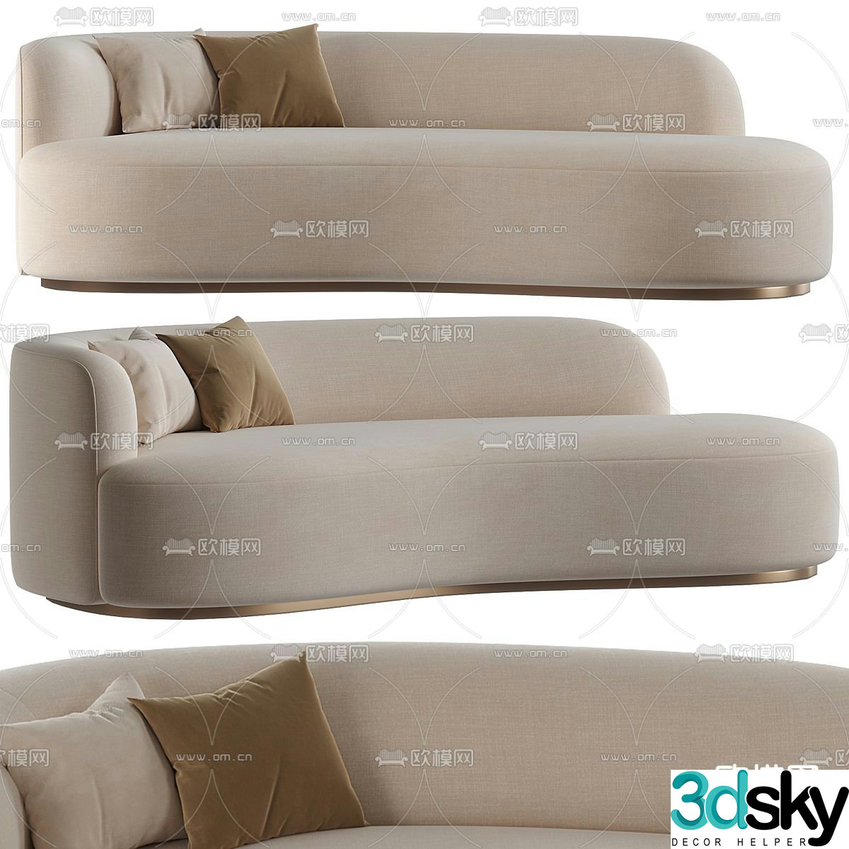 Oval sofa fabric sofa 3d model