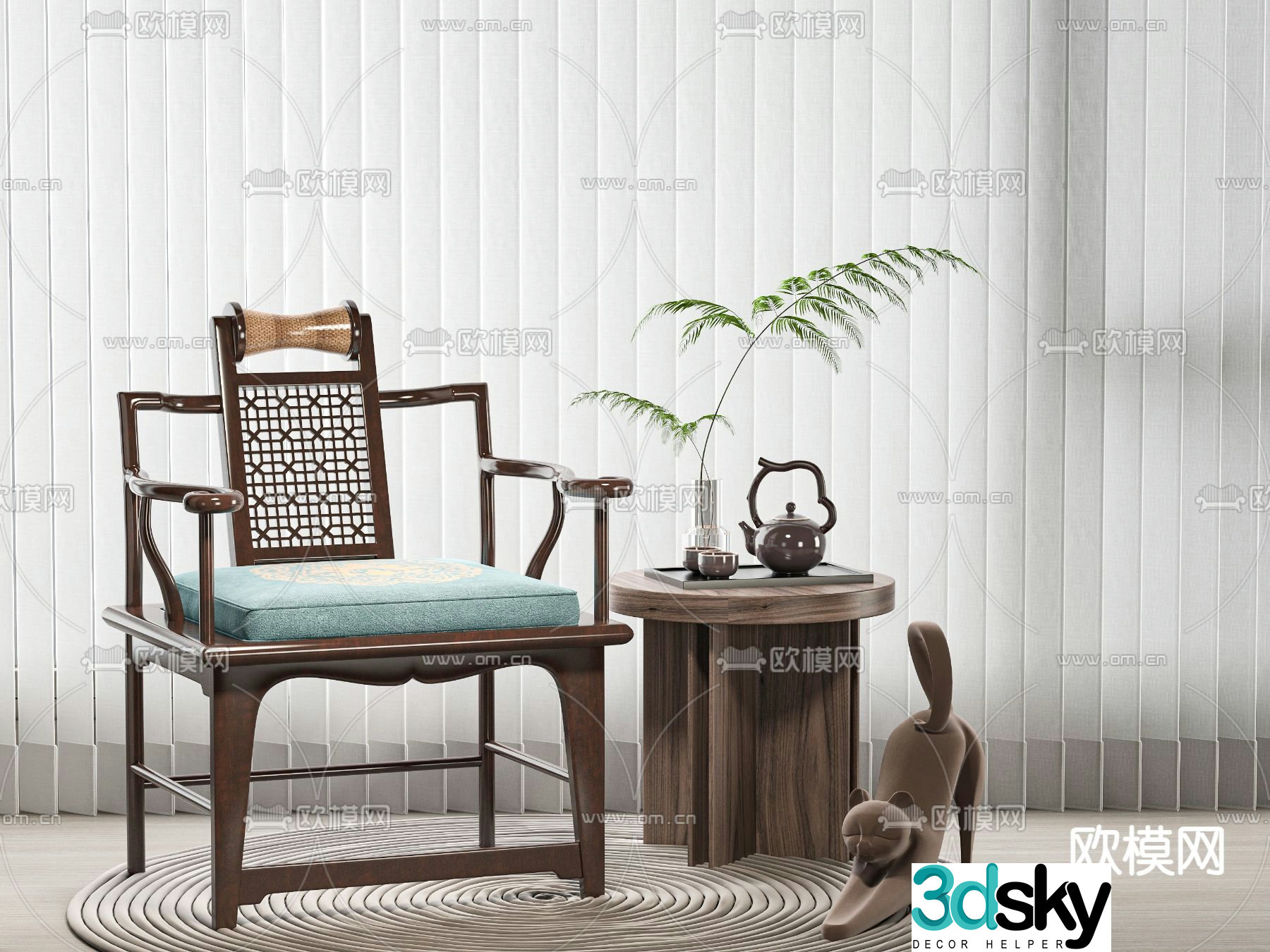 New Chinese style chair Taishi chair 3d model