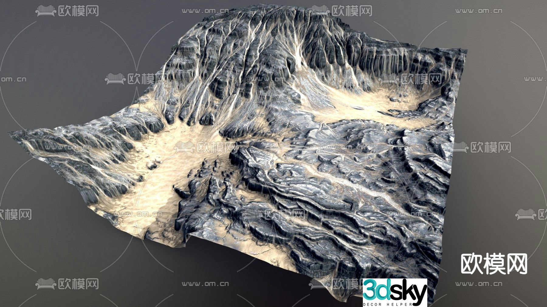 modern mountain ridge valley 3d model