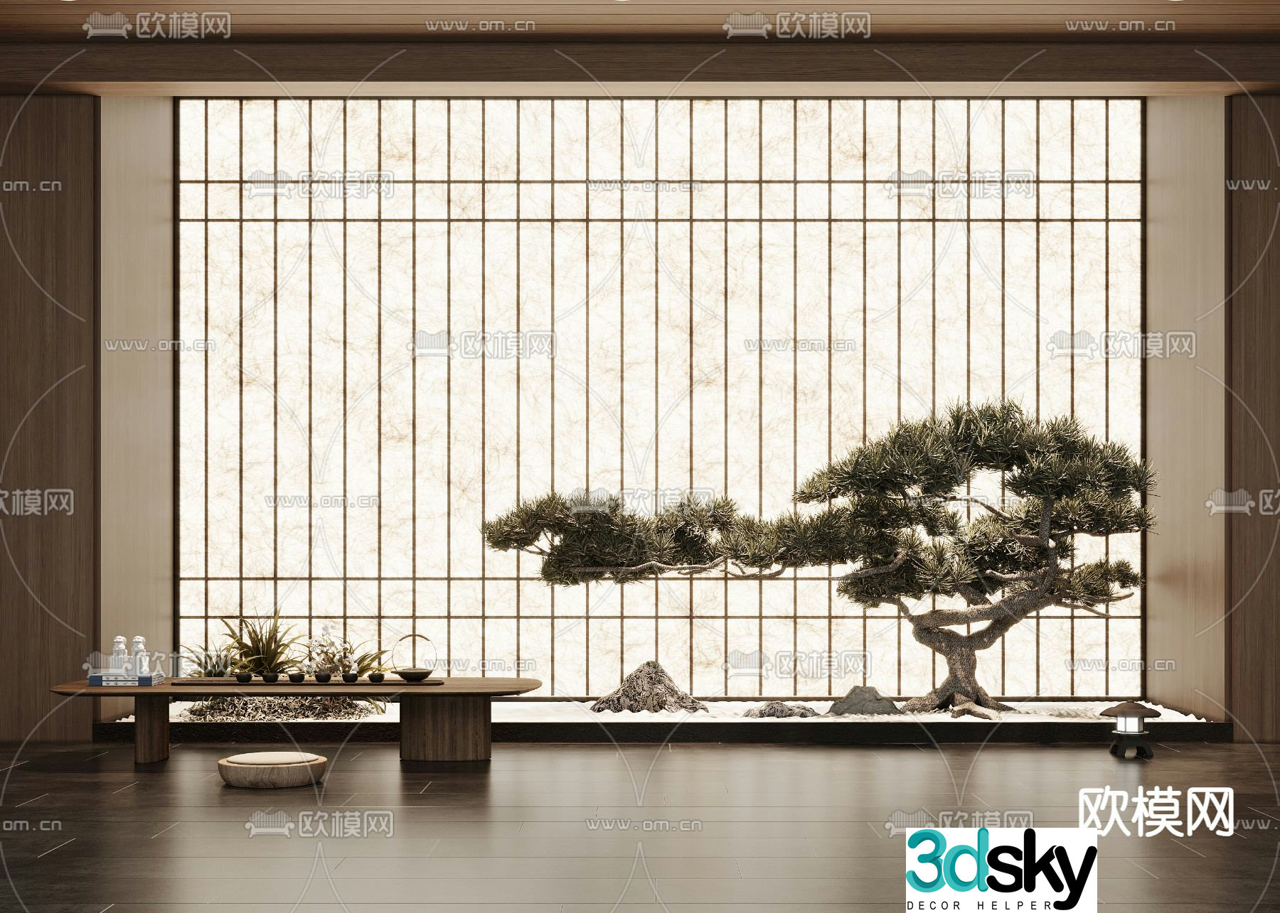 Indoor landscape pine tree landscaping 3d model
