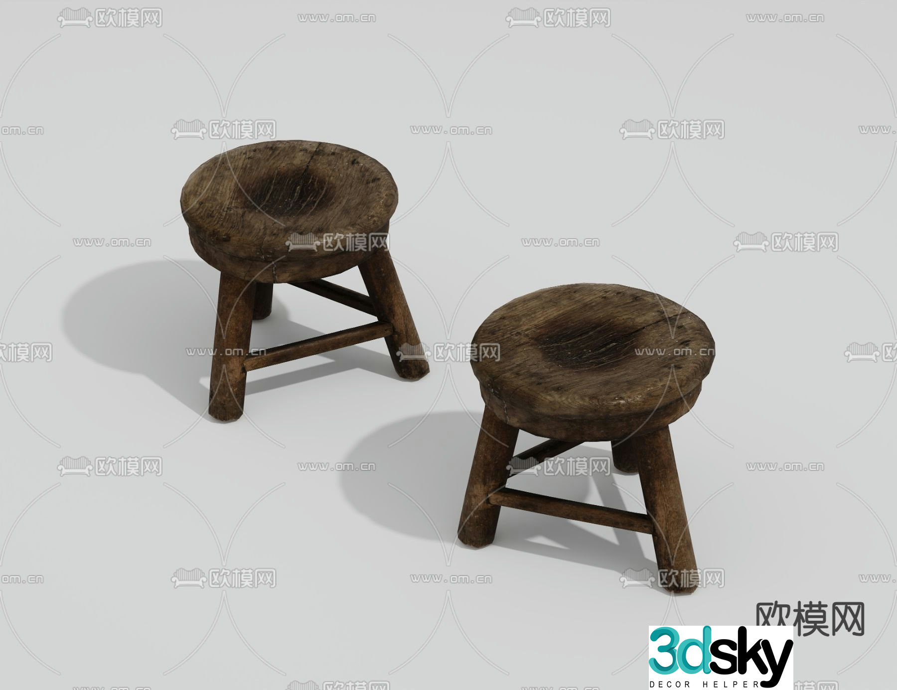 Wasabi stool round stool low stool 3d model