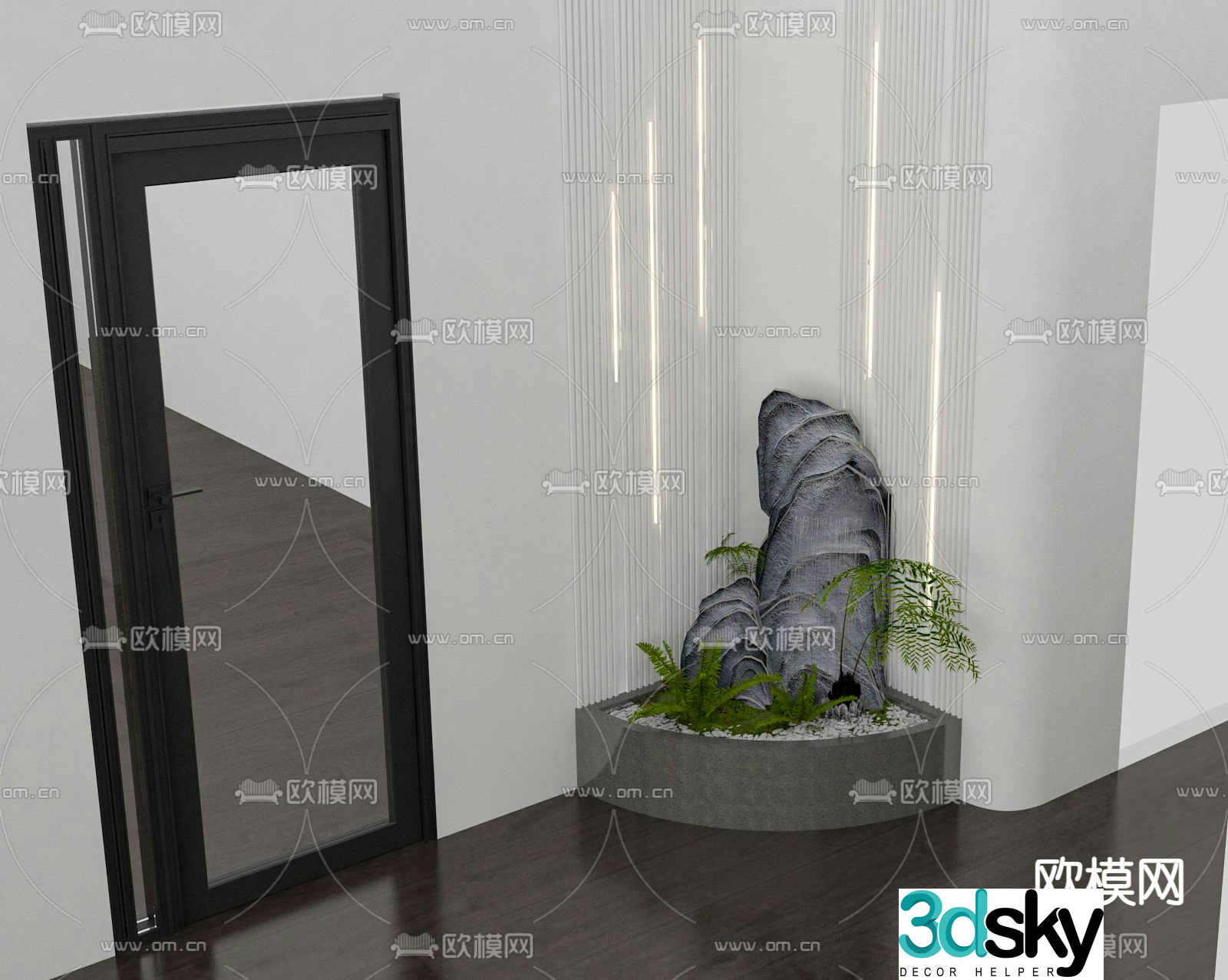 Modern stone landscaping 3d model