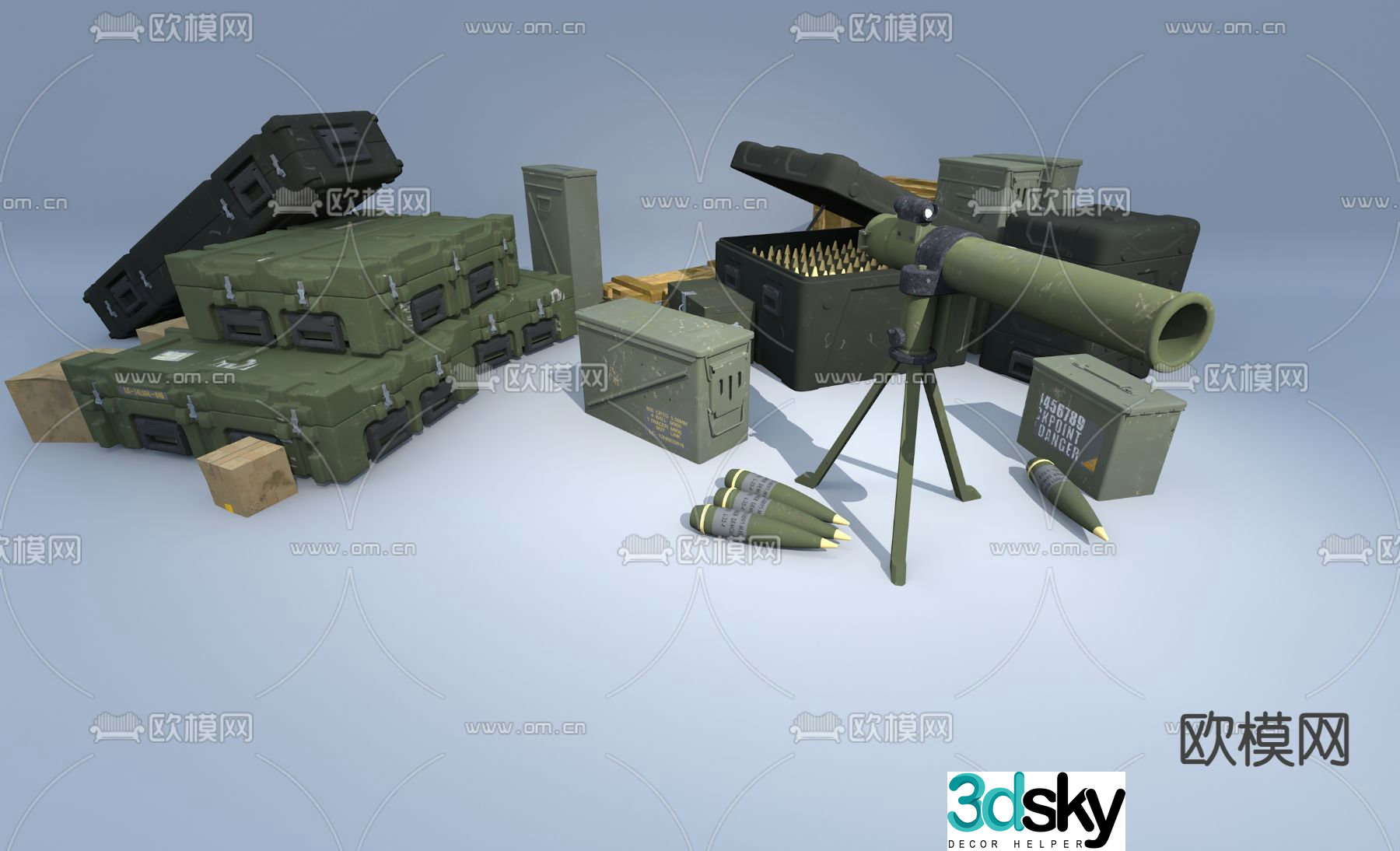 Industrial style military equipment 3d model