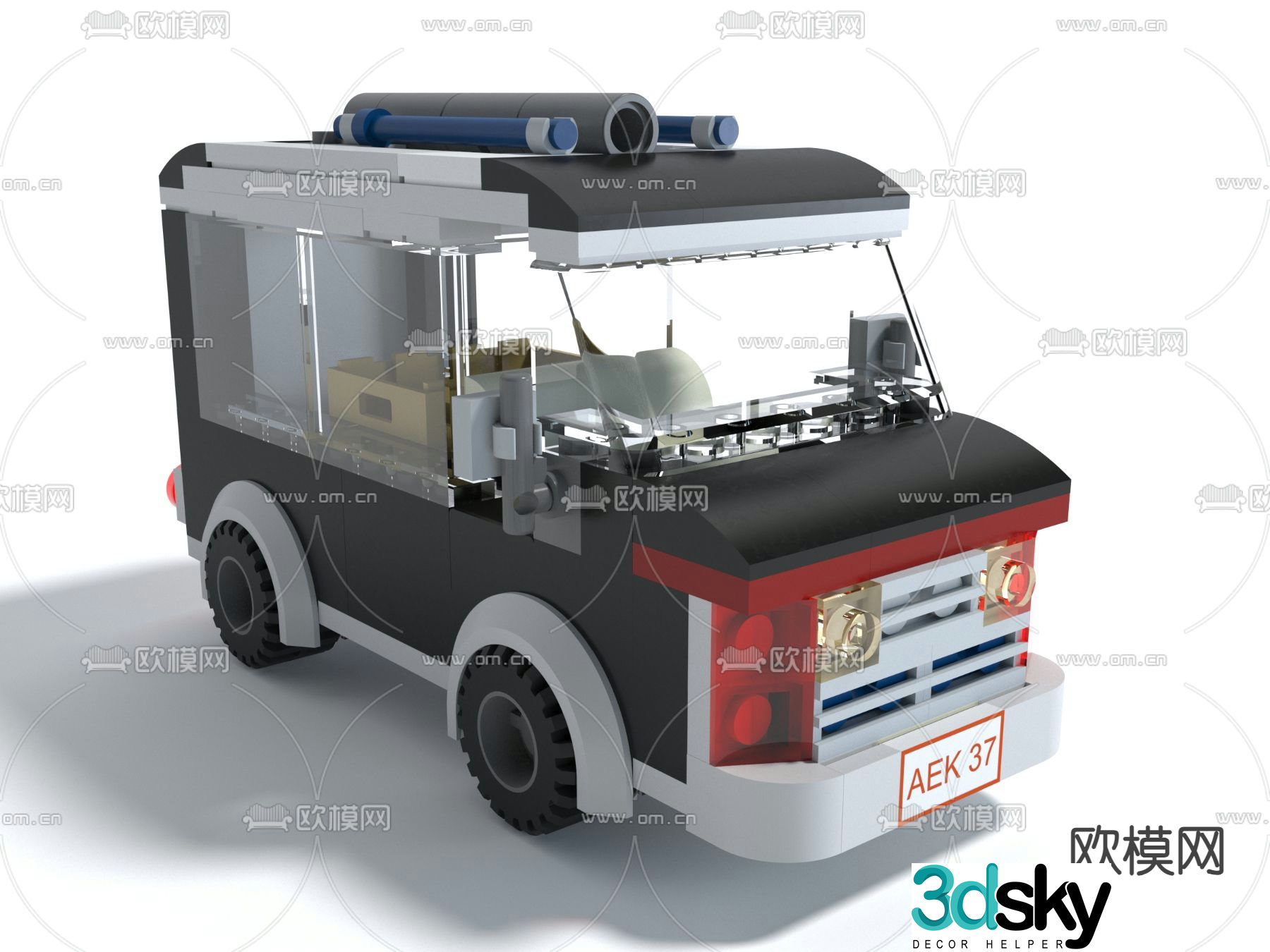 Building blocks toy car 3d model