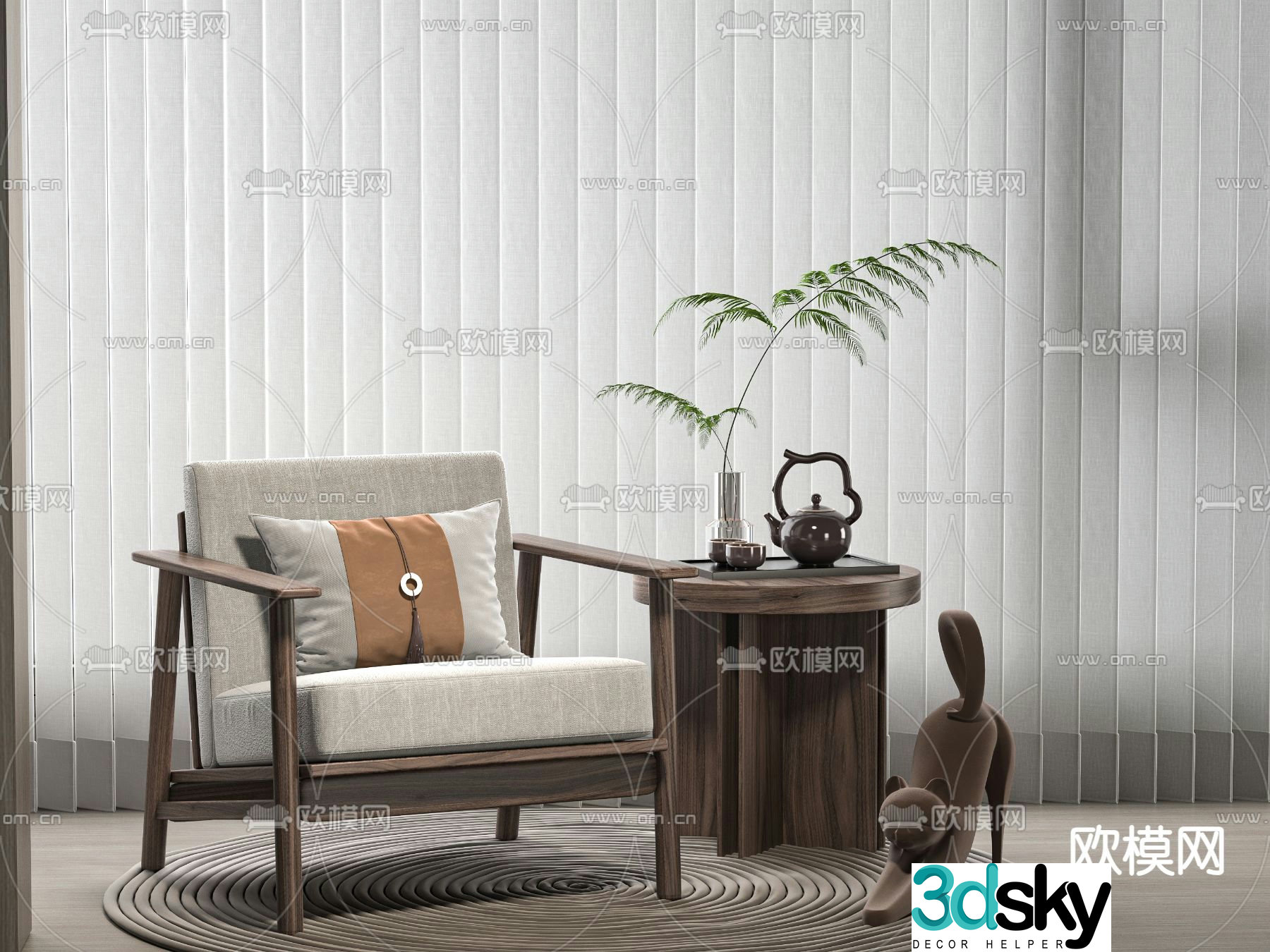 New Chinese style chair leisure chair 3d model