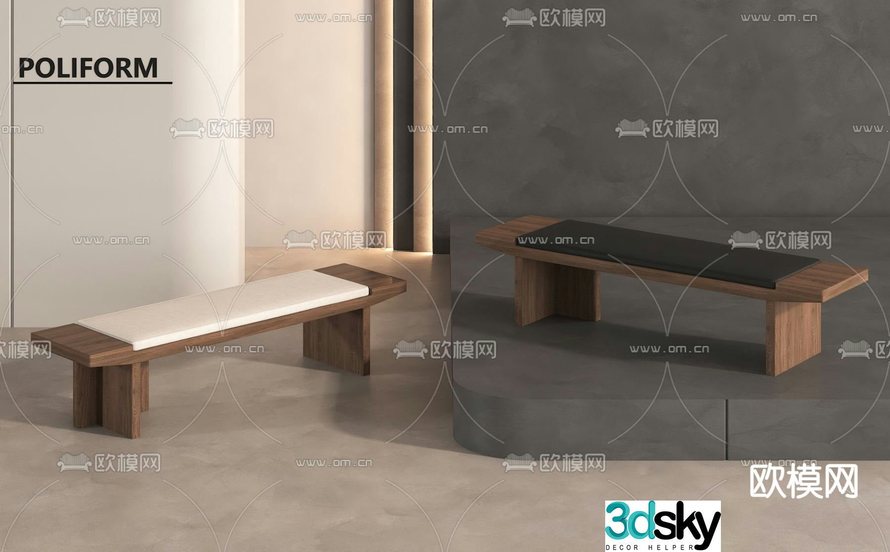 Modern bench shoe changing stool 3d model