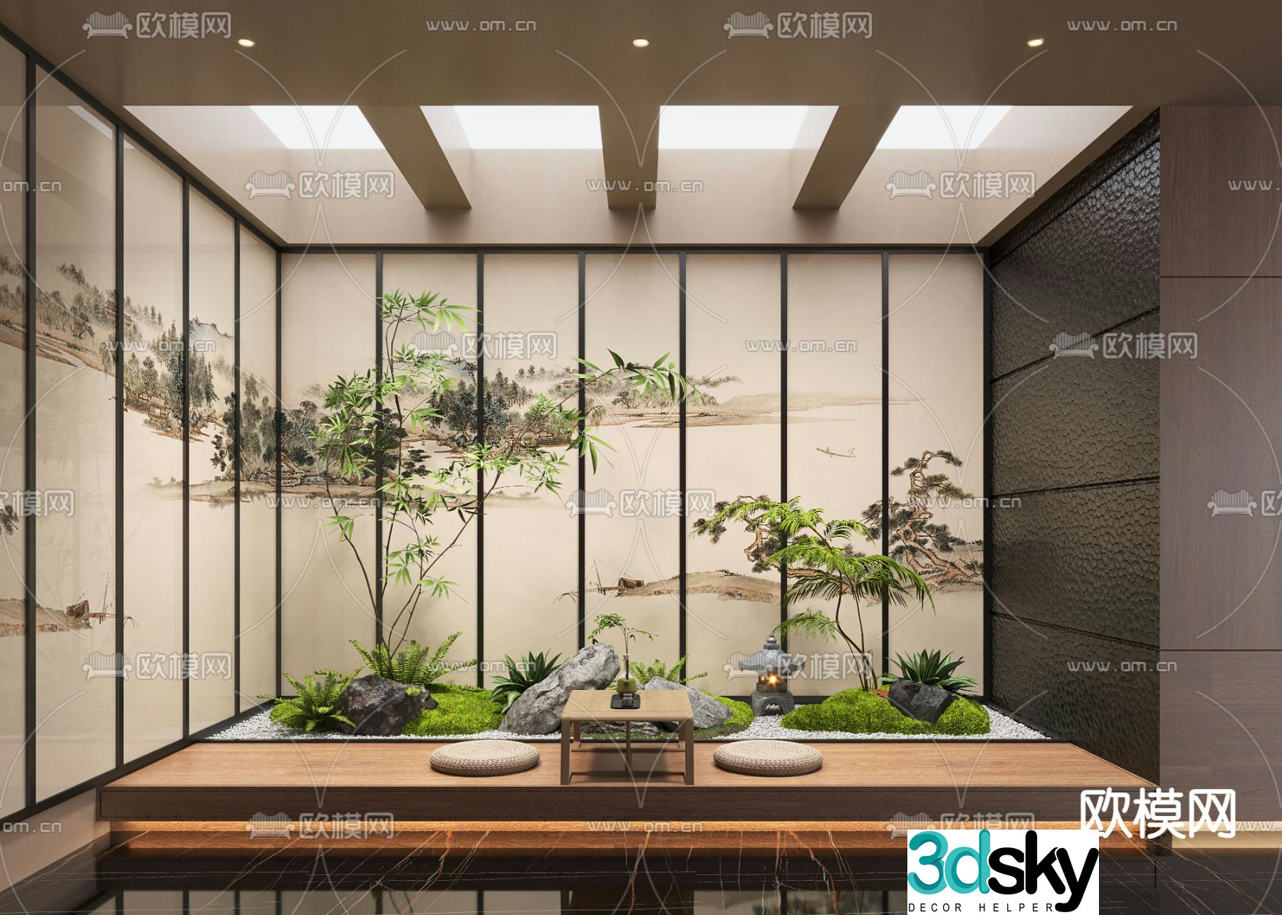 Indoor landscaping plant pile landscape sketch 3d model