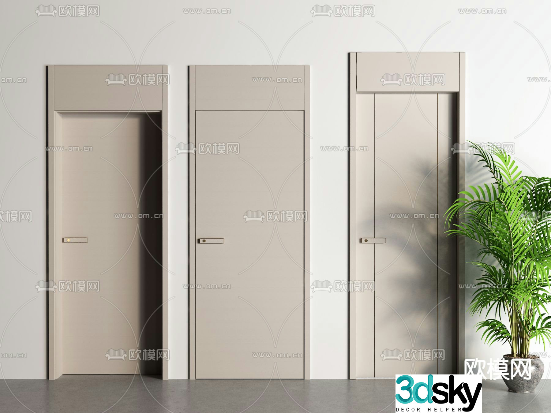 Open ceiling door bedroom door 3d model