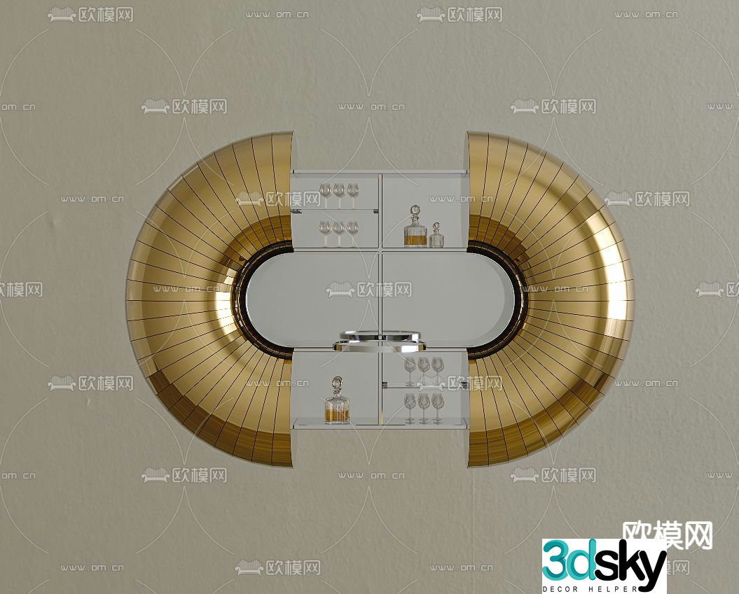 Modern round wine cabinet 3d model