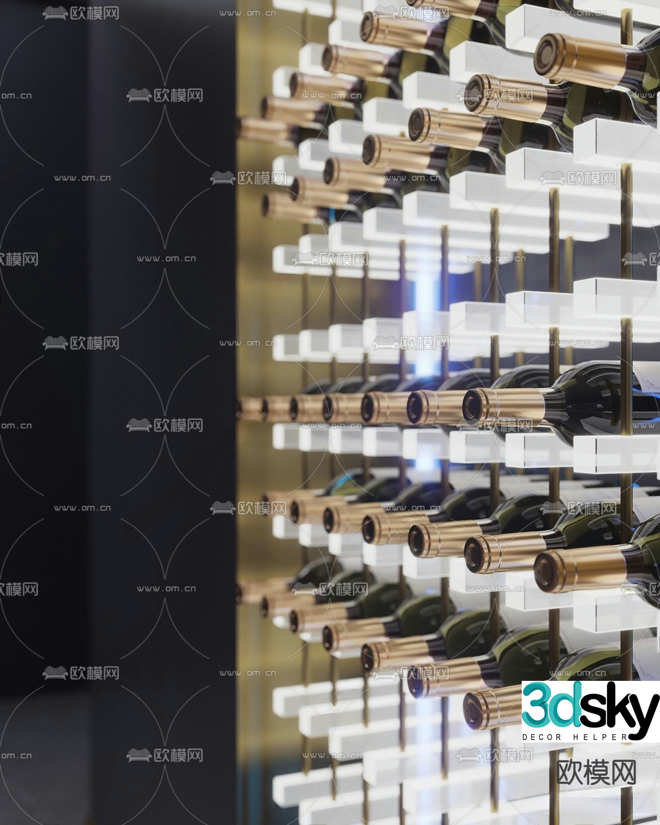 wine rack wine bottle red wine 3d model