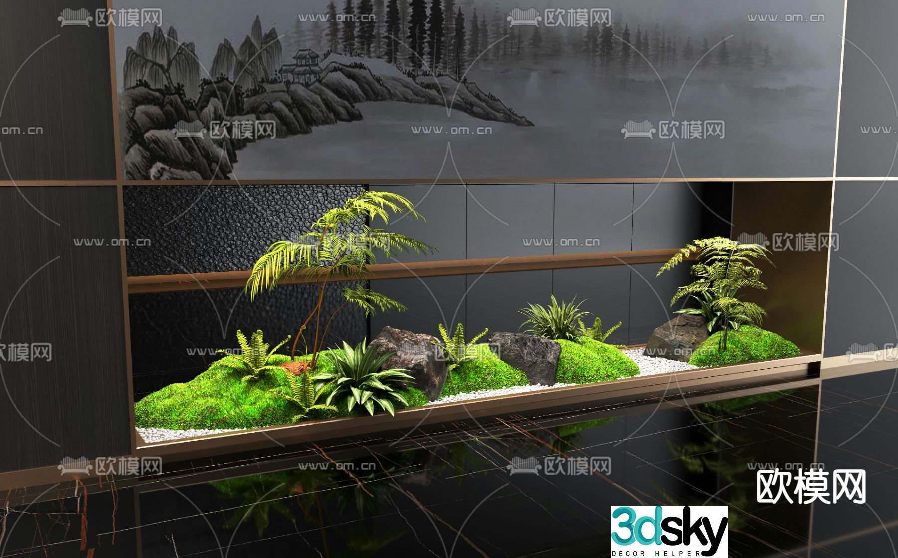 Indoor landscaping plant pile landscape sketch 3d model