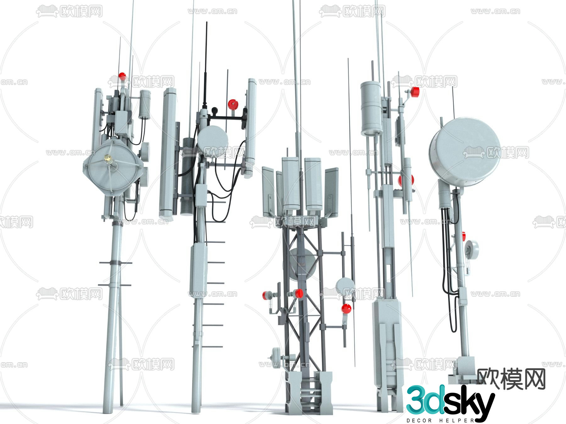 antenna signal tower communication tower 3d model