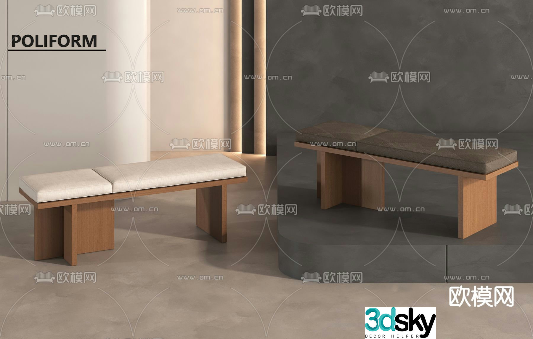 Modern bench shoe changing stool 3d model