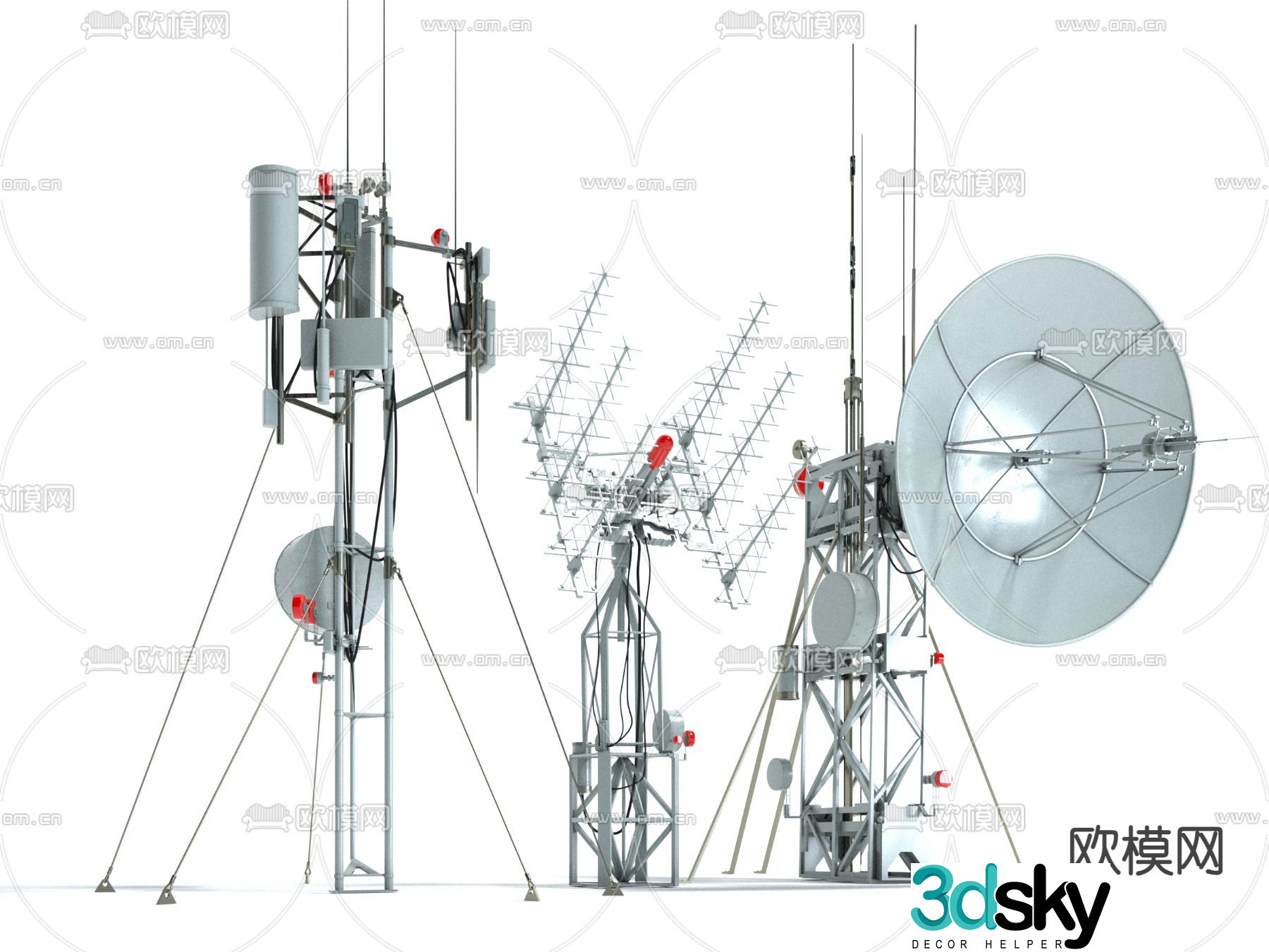 antenna signal tower communication tower 3d model