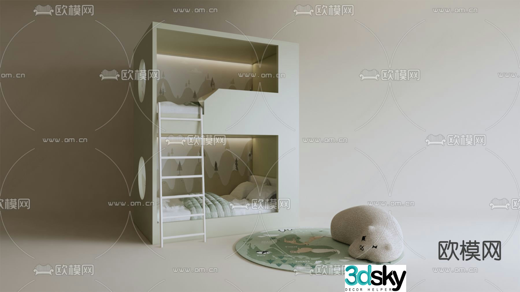 Modern bunk bed bunk bed 3d model