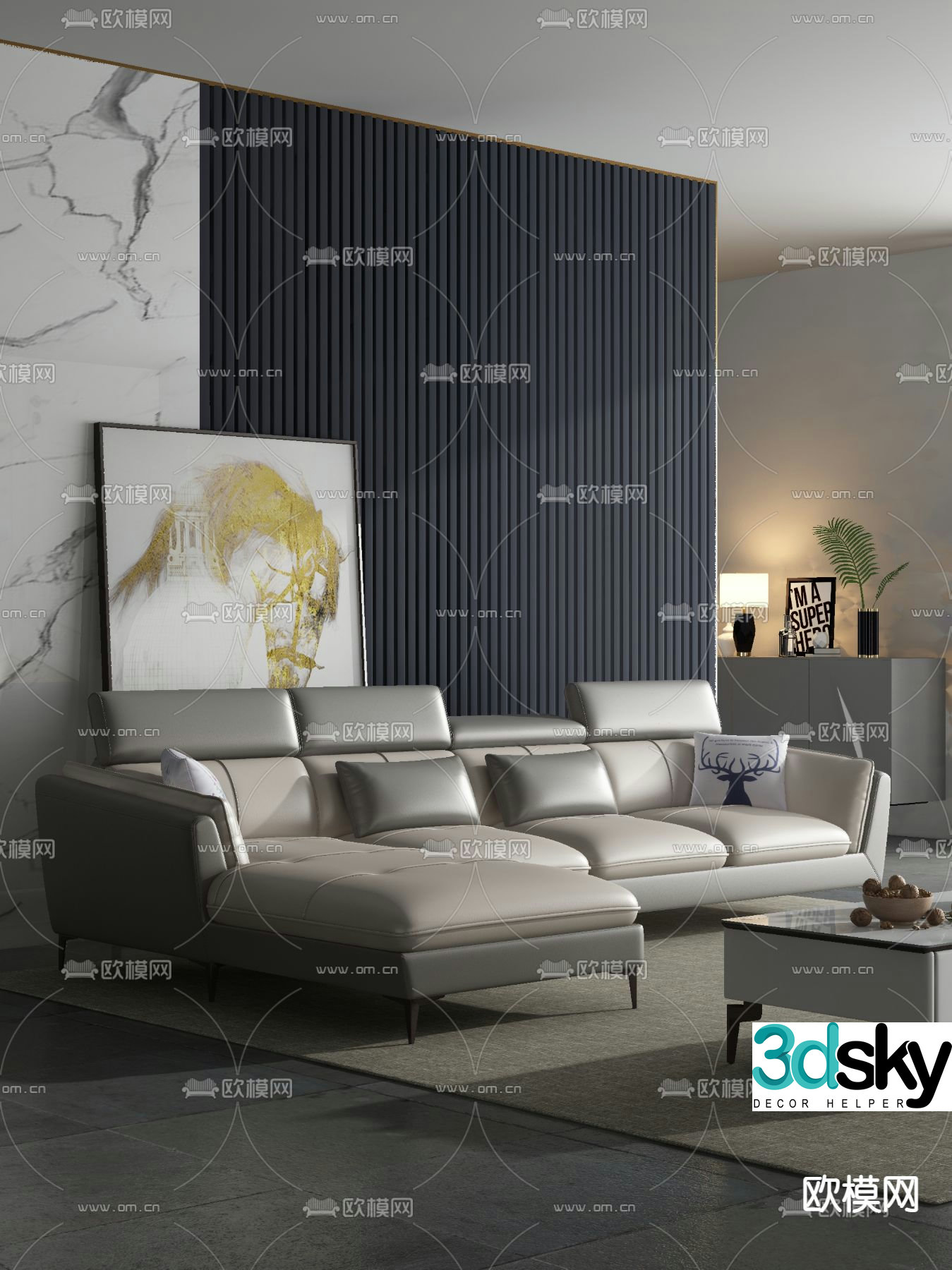 Italian leather sofa 3d model
