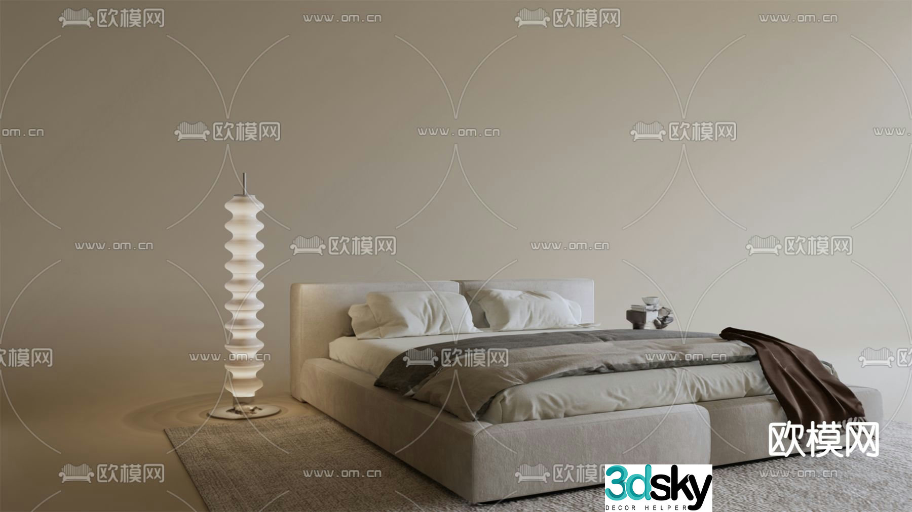 Modern double bed 3d model