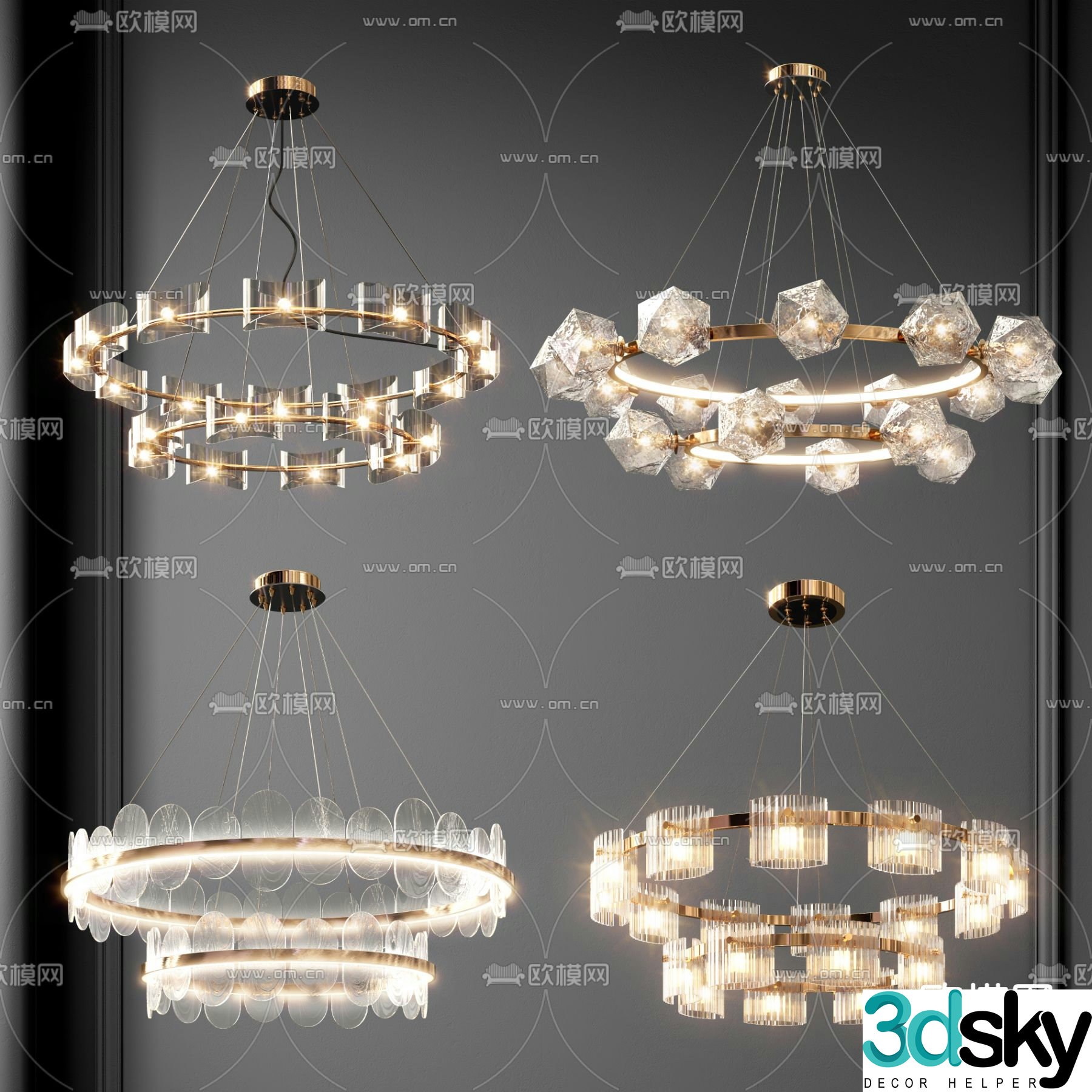 Light luxury chandeliers crystal lamp 3d model