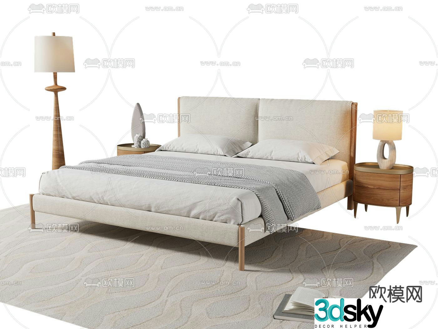 Modern double bed 3d model