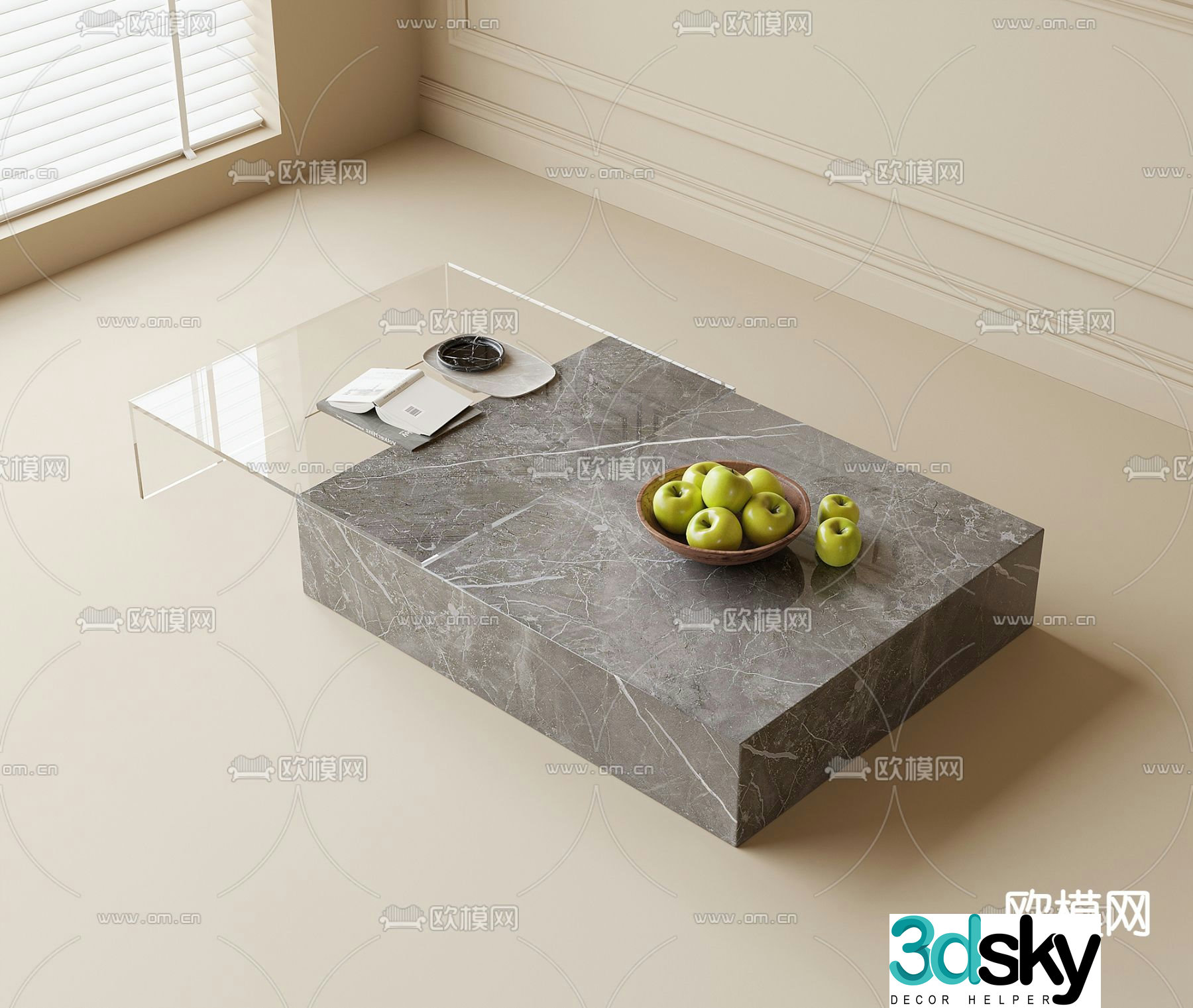 Modern coffee table Square coffee table 3D model