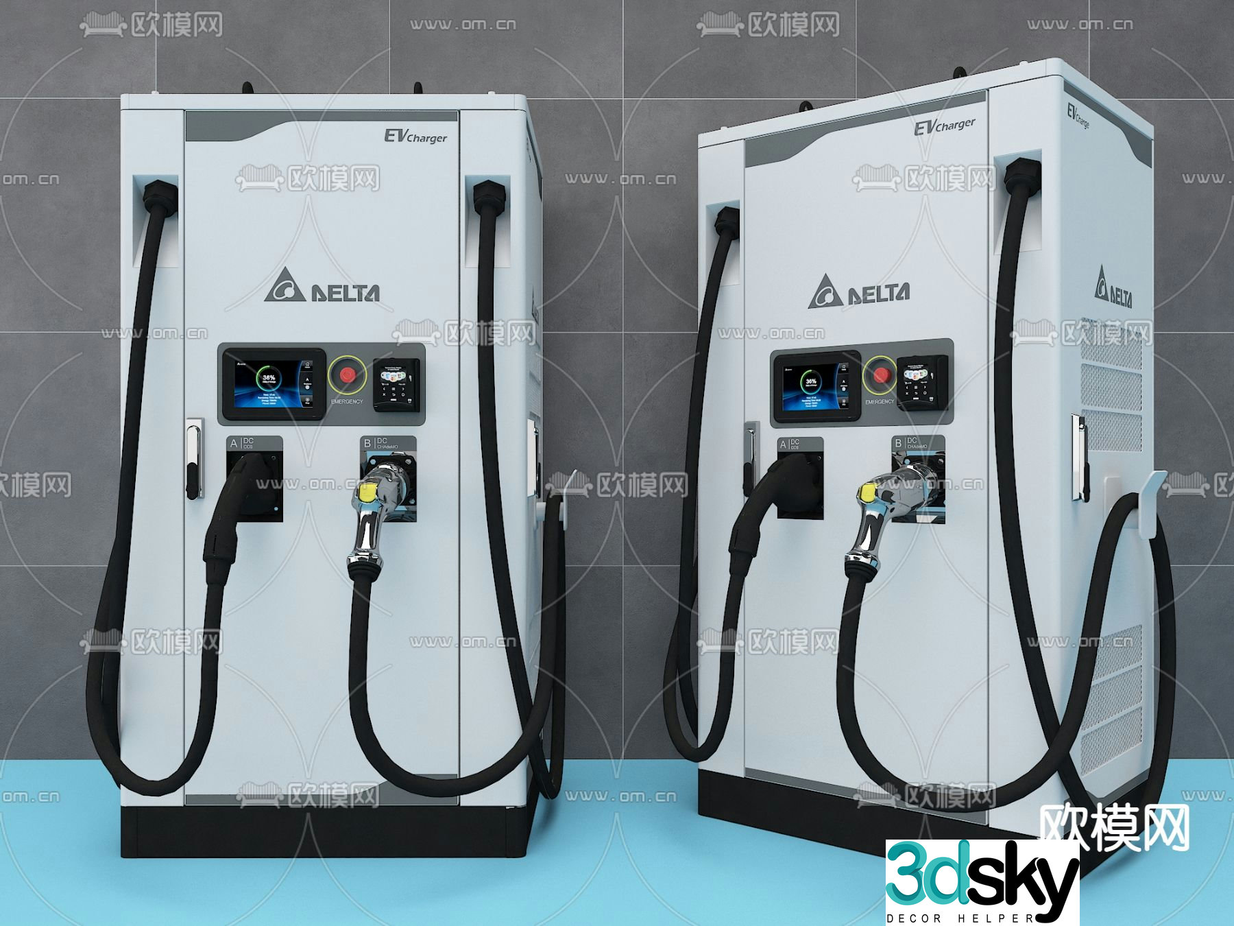 Modern charging pile new energy vehicle charging 3D model