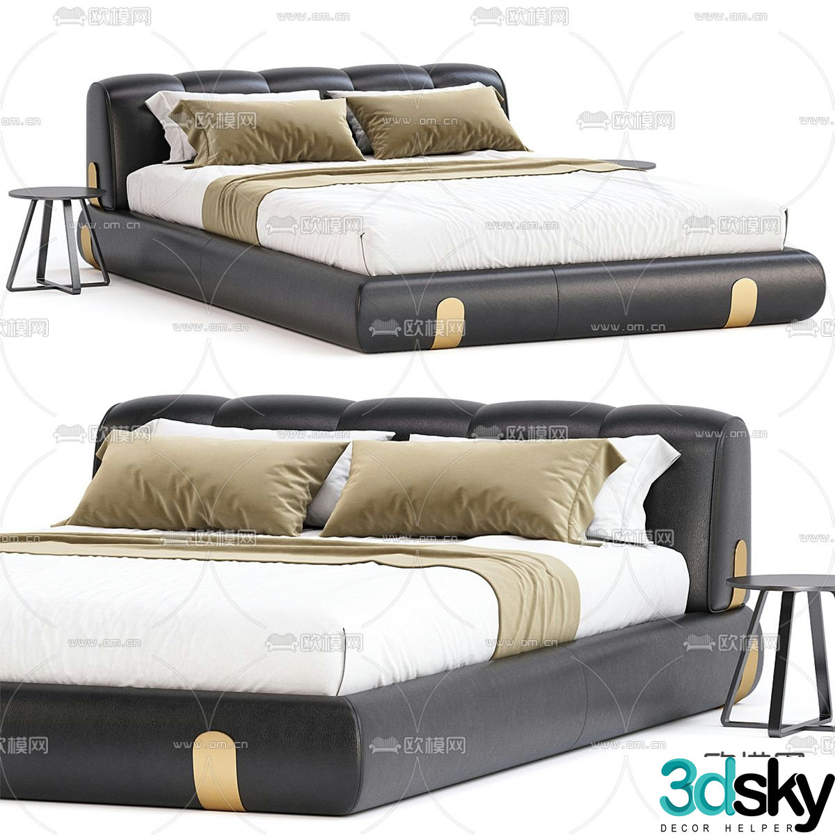 Dune leather double bed 3d model