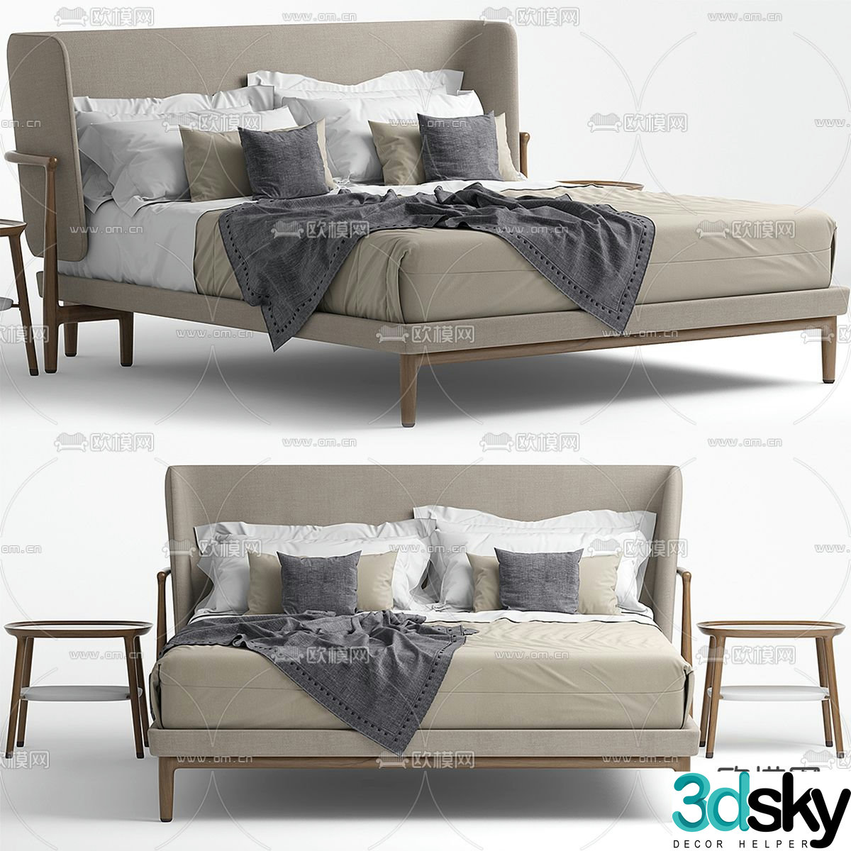 Nordic double bed 3d model