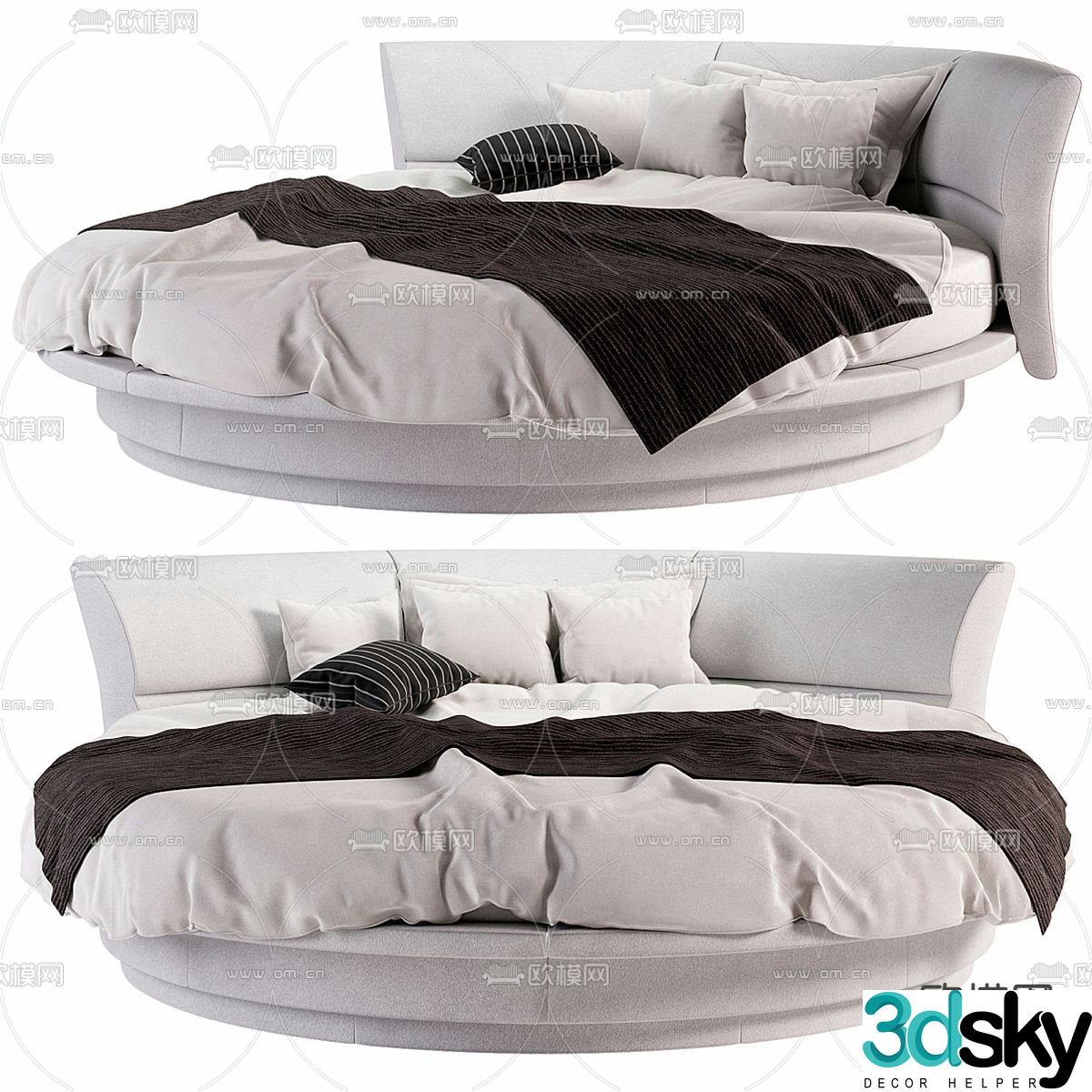 Round bed fabric bed 3d model