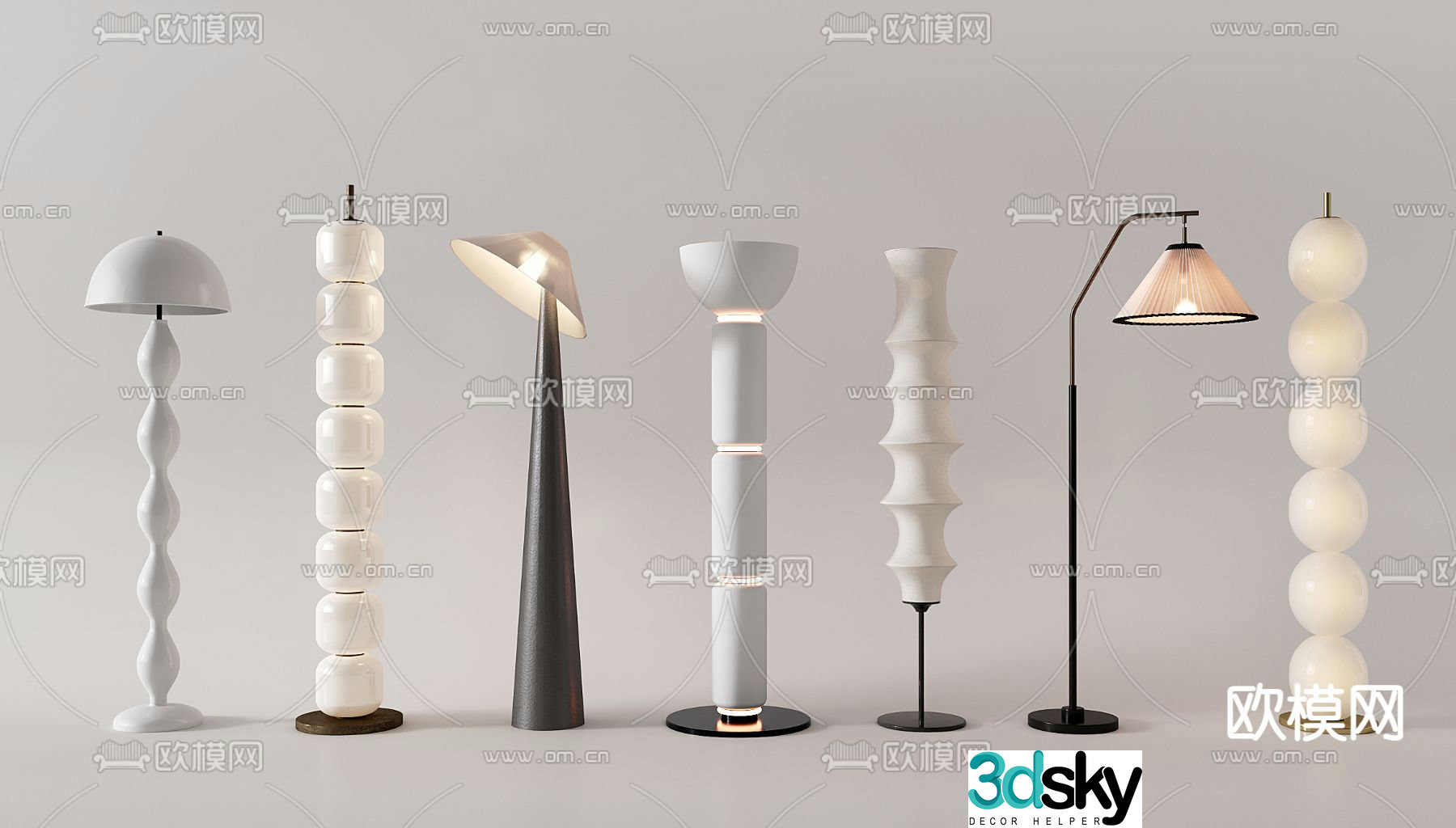 Cream style floor lamp 3d model