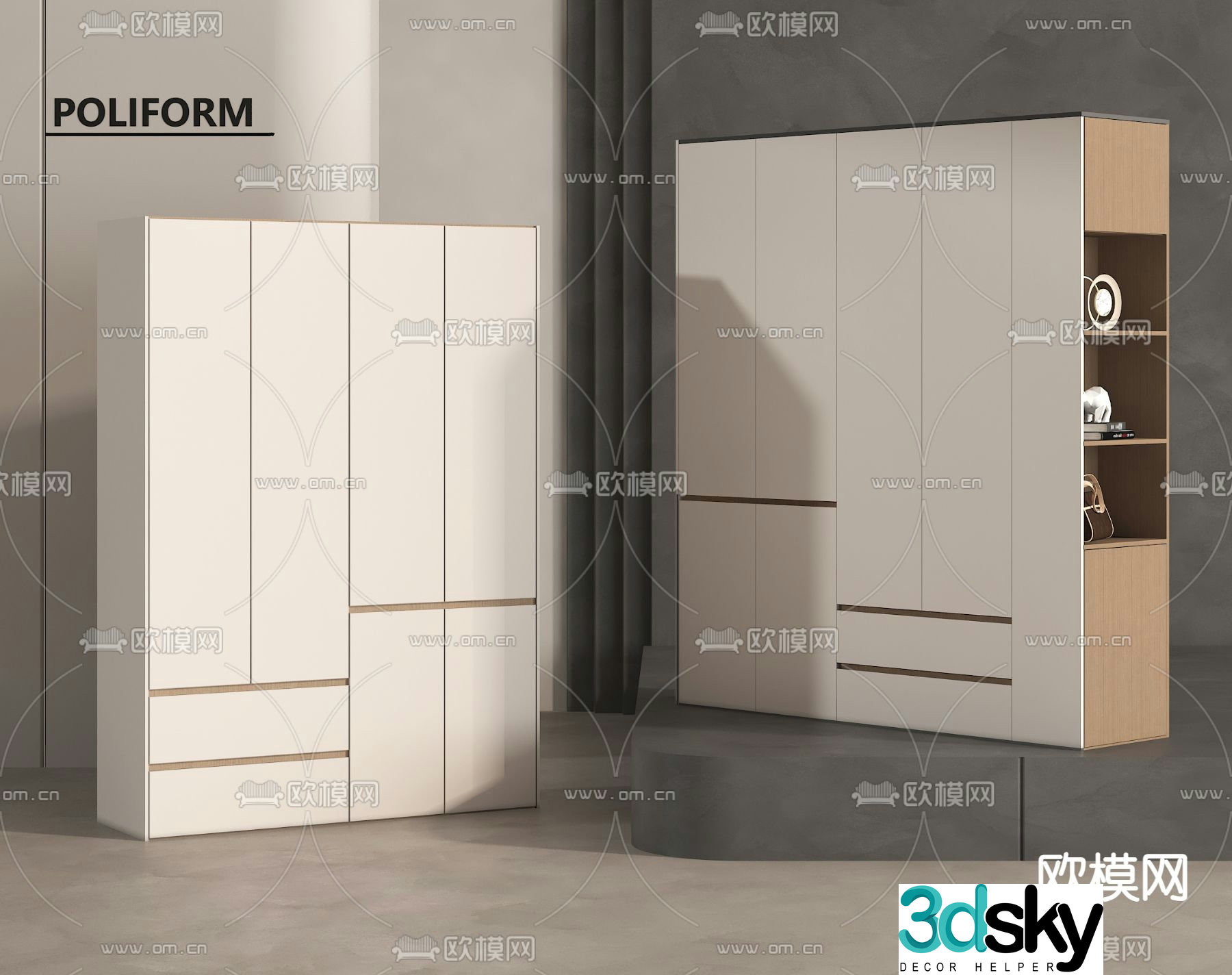 Modern wardrobe integrated cabinet 3d model